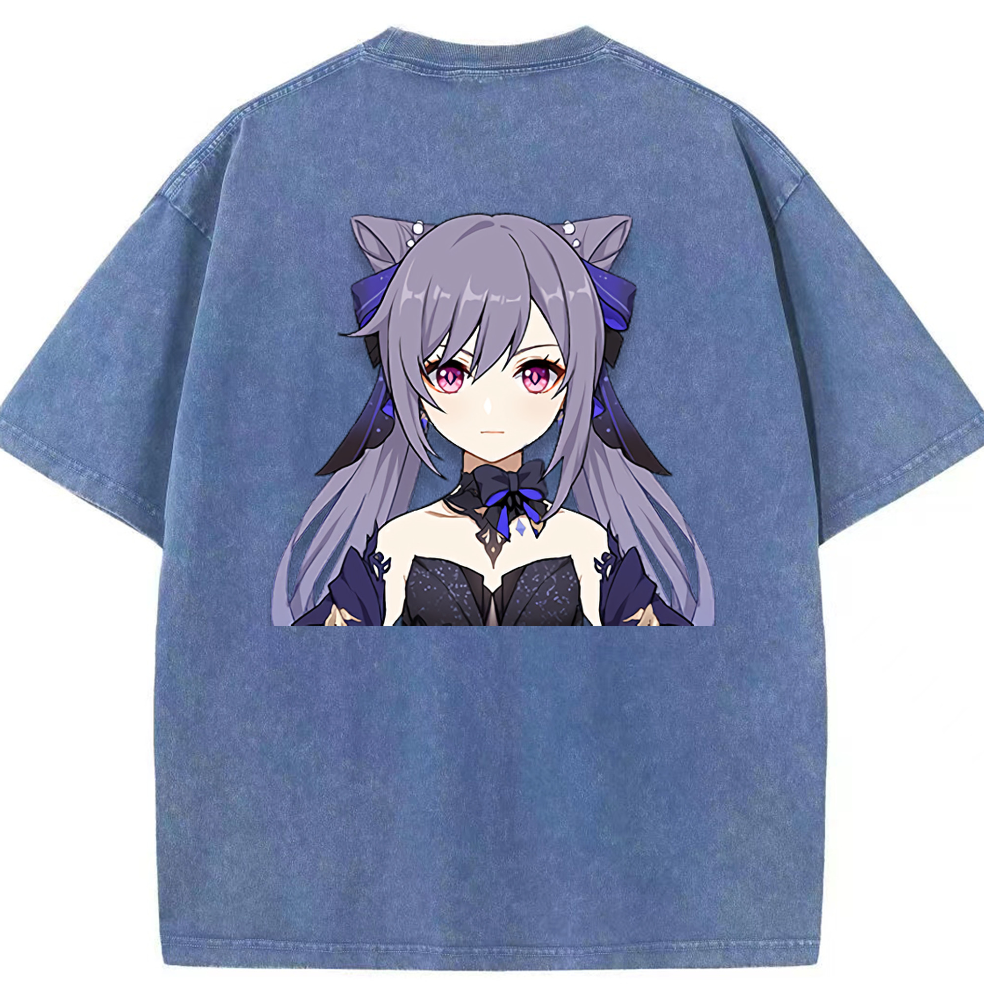 げんし神 刻晴 こくせい genshin Kokusei 綿100% ヴィンテージ風 半袖Tシャツ（背面プリント）