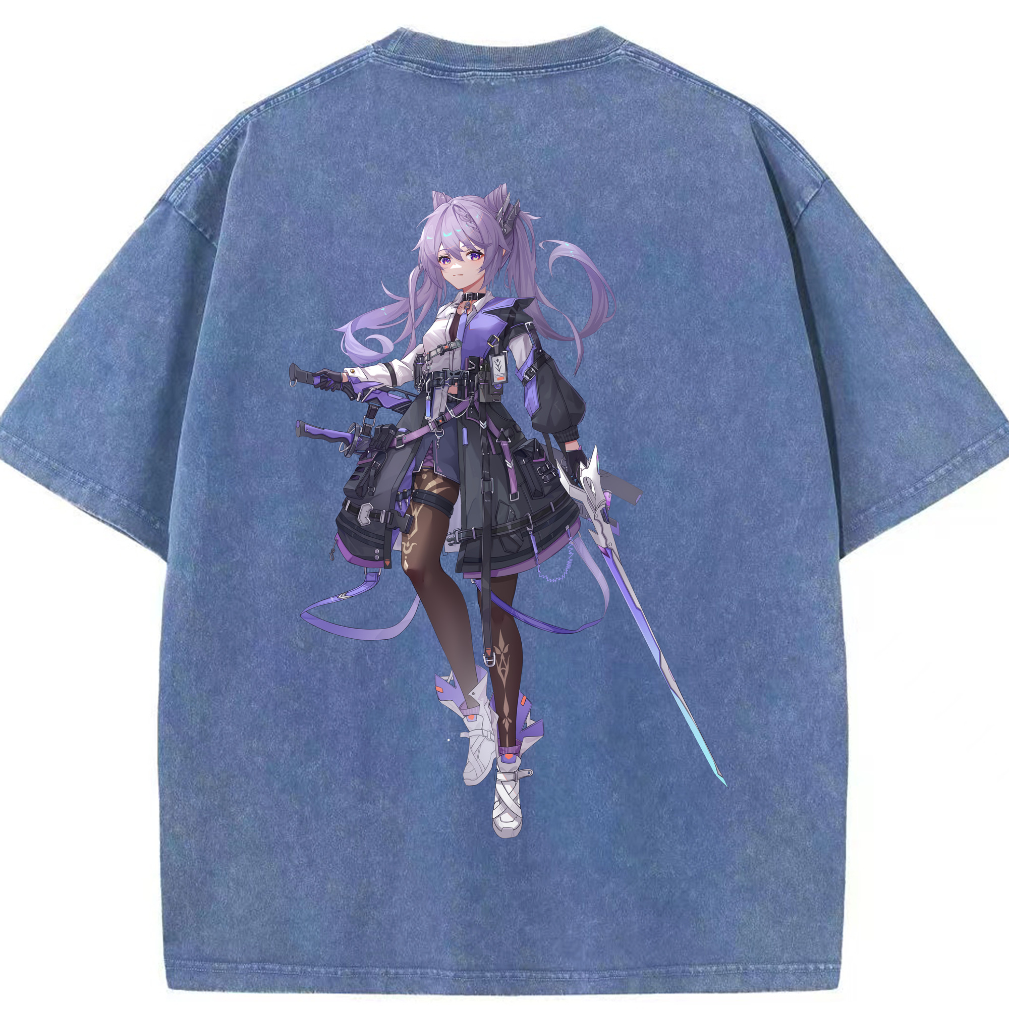 げんし神 刻晴 こくせい genshin Kokusei 綿100% ヴィンテージ風 半袖Tシャツ（背面プリント）