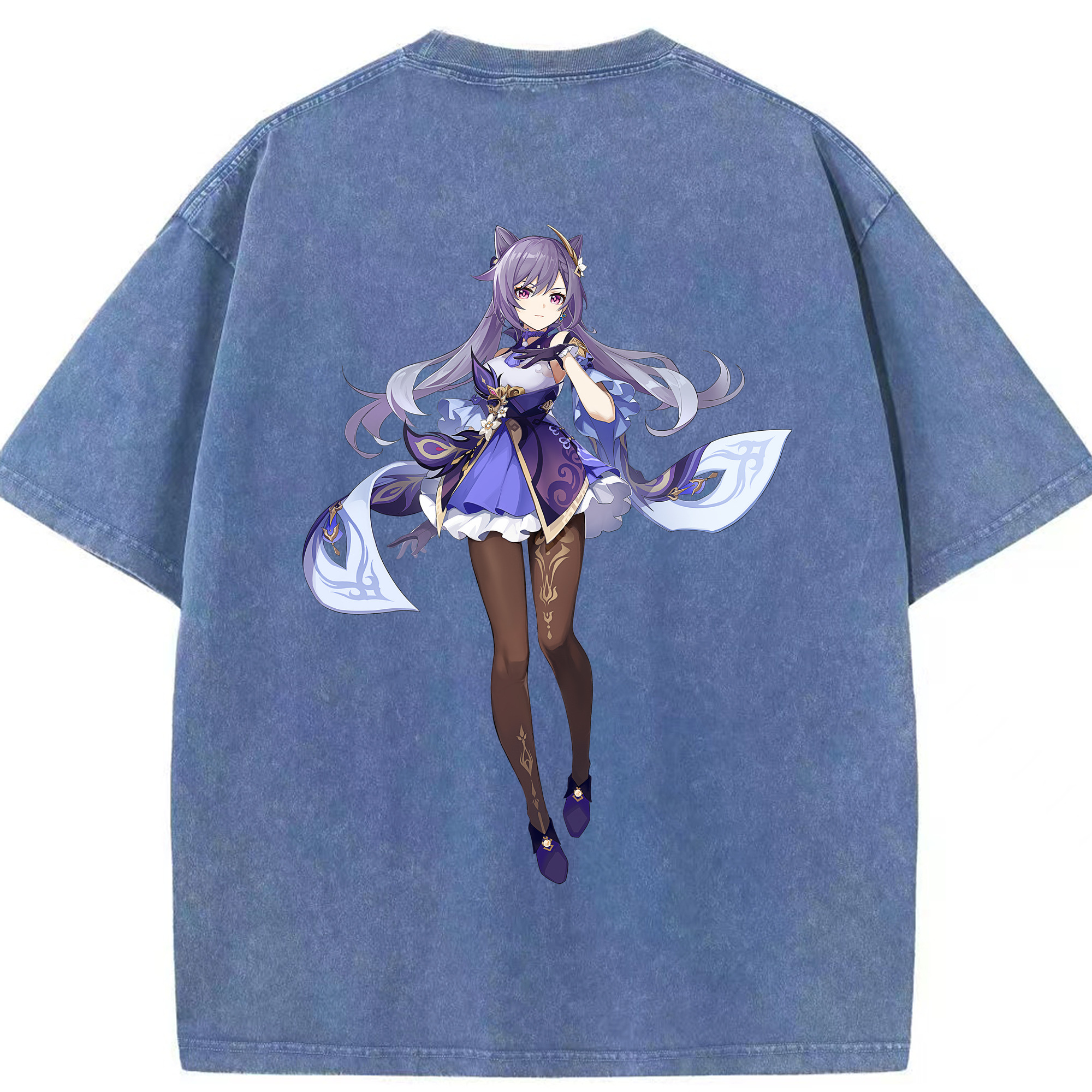 げんし神 刻晴 こくせい genshin Kokusei 綿100% ヴィンテージ風 半袖Tシャツ（背面プリント）