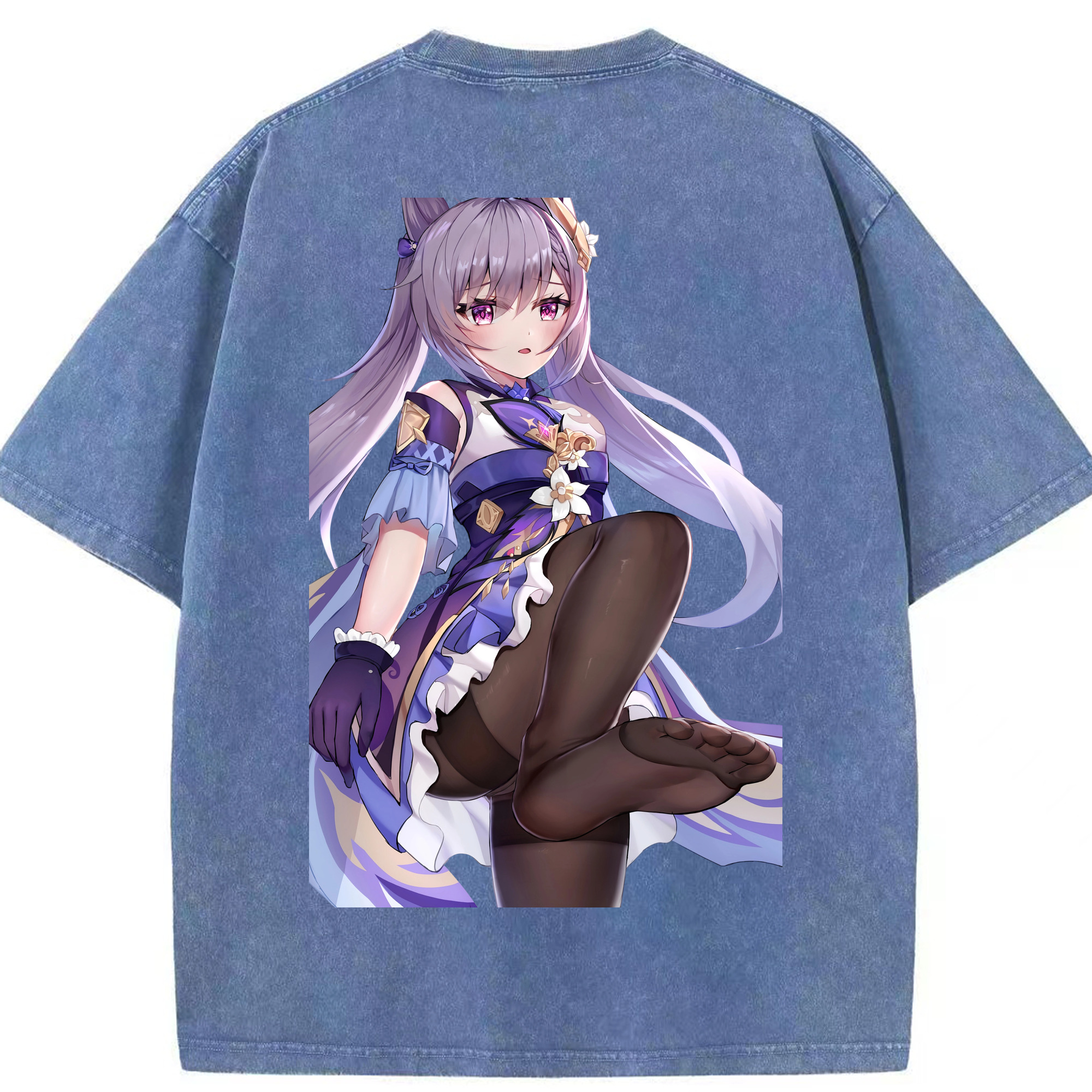 げんし神 刻晴 こくせい genshin Kokusei 綿100% ヴィンテージ風 半袖Tシャツ（背面プリント）