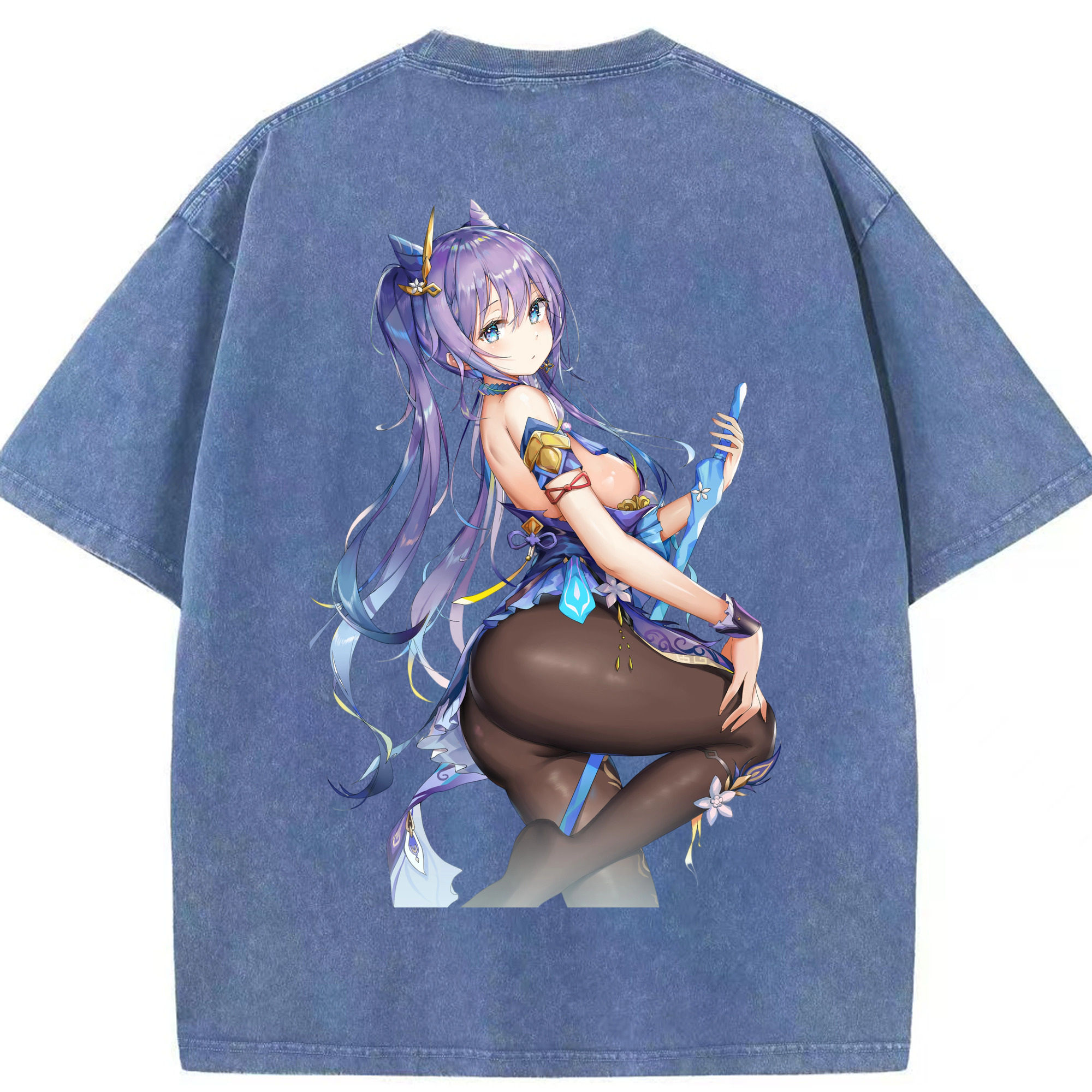 げんし神 刻晴 こくせい genshin Kokusei 綿100% ヴィンテージ風 半袖Tシャツ（背面プリント）