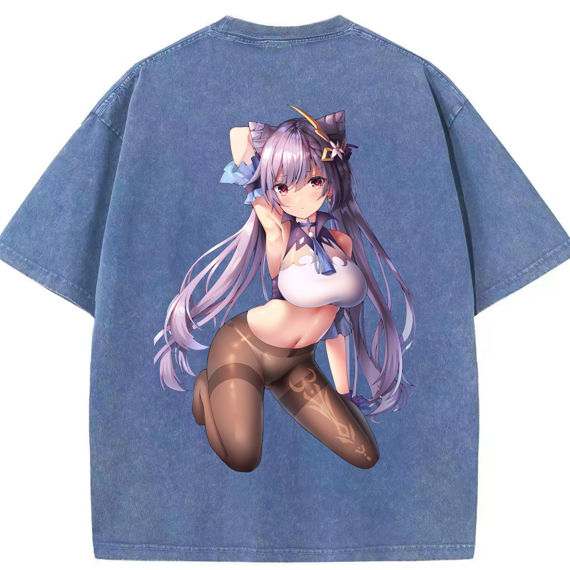 げんし神 刻晴 こくせい genshin Kokusei 綿100% ヴィンテージ風 半袖Tシャツ（背面プリント）