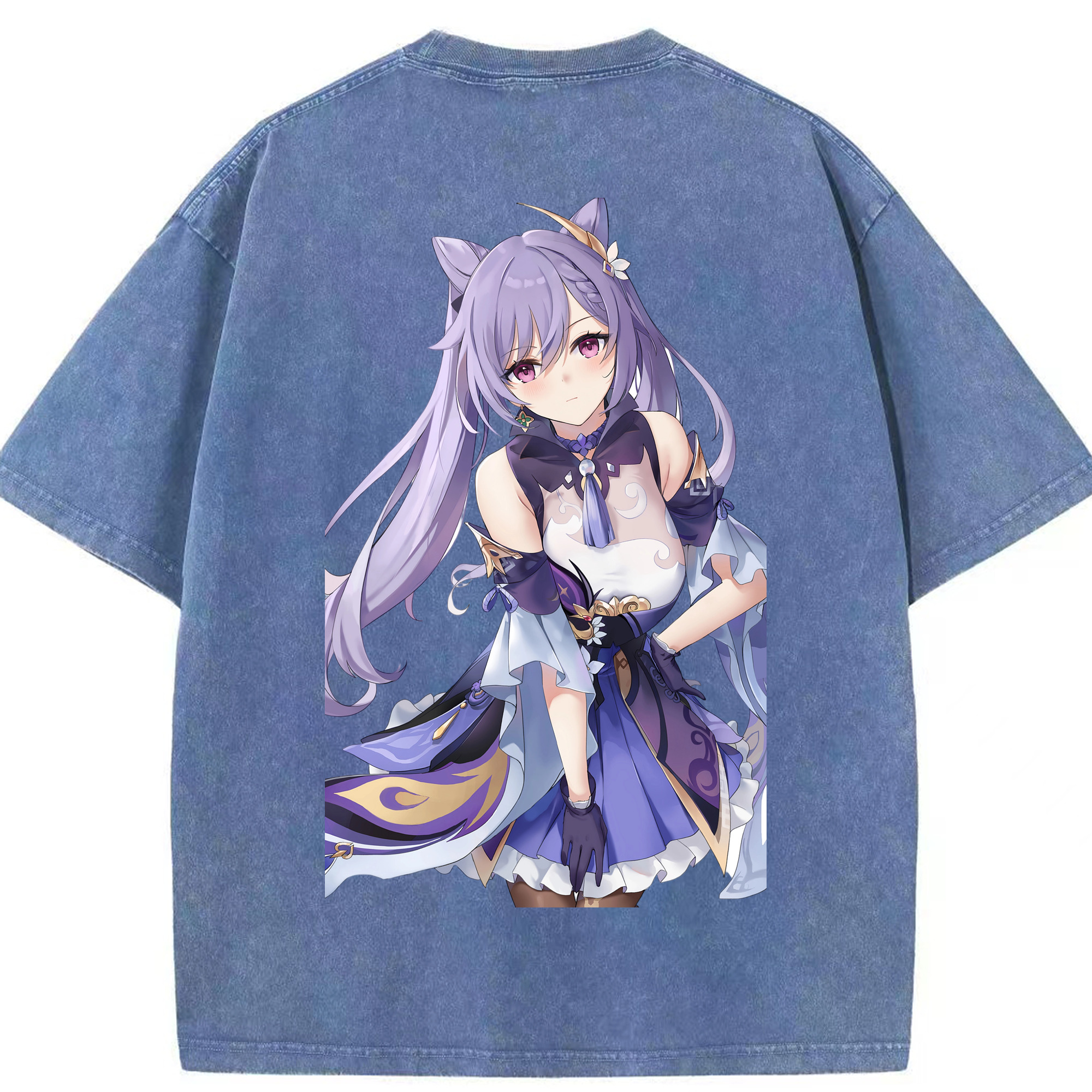 げんし神 刻晴 こくせい genshin Kokusei 綿100% ヴィンテージ風 半袖Tシャツ（背面プリント）