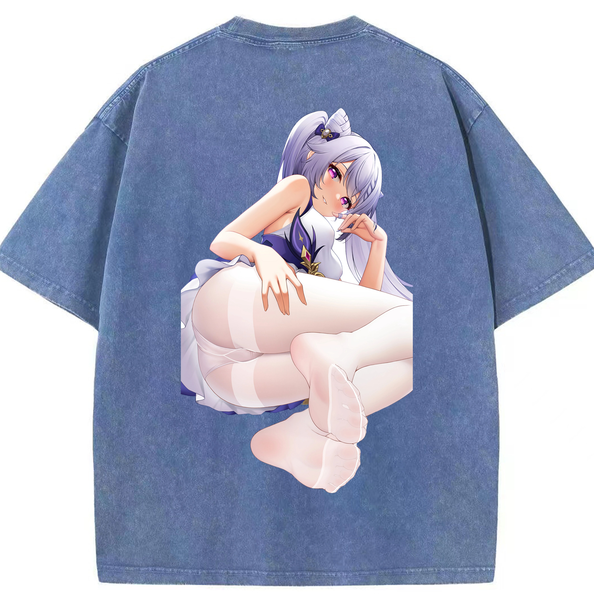 げんし神 刻晴 こくせい genshin Kokusei 綿100% ヴィンテージ風 半袖Tシャツ（背面プリント）