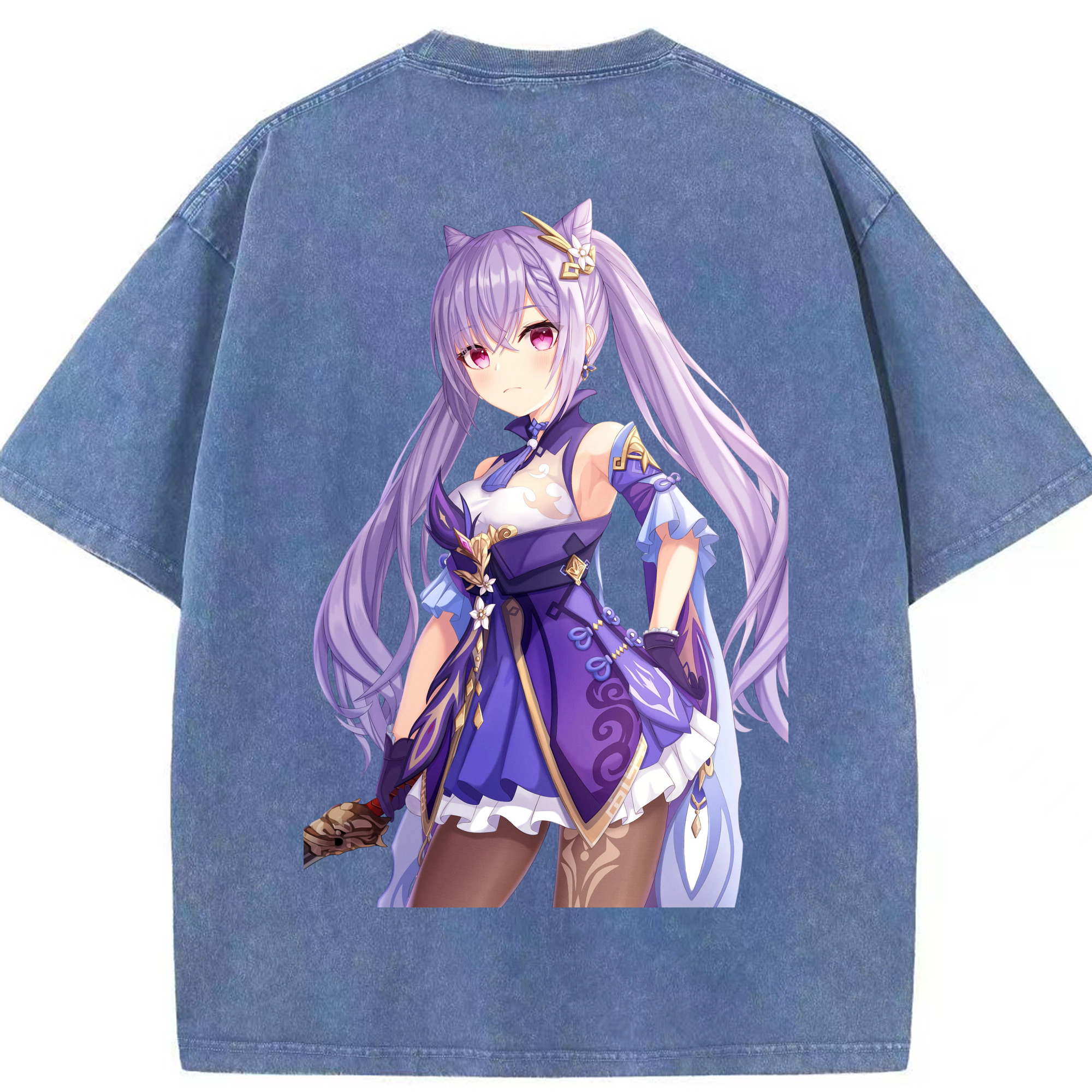 げんし神 刻晴 こくせい genshin Kokusei 綿100% ヴィンテージ風 半袖Tシャツ（背面プリント）