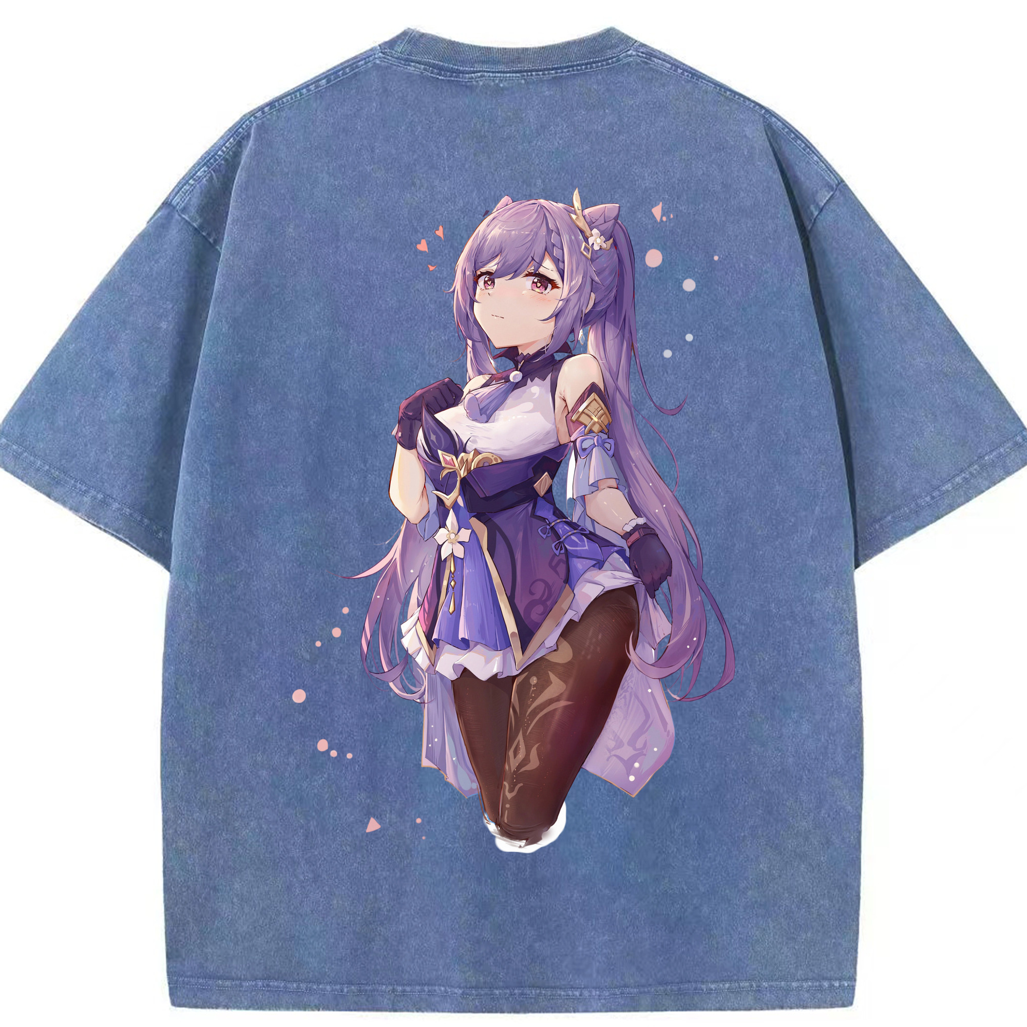 げんし神 刻晴 こくせい genshin Kokusei 綿100% ヴィンテージ風 半袖Tシャツ（背面プリント）