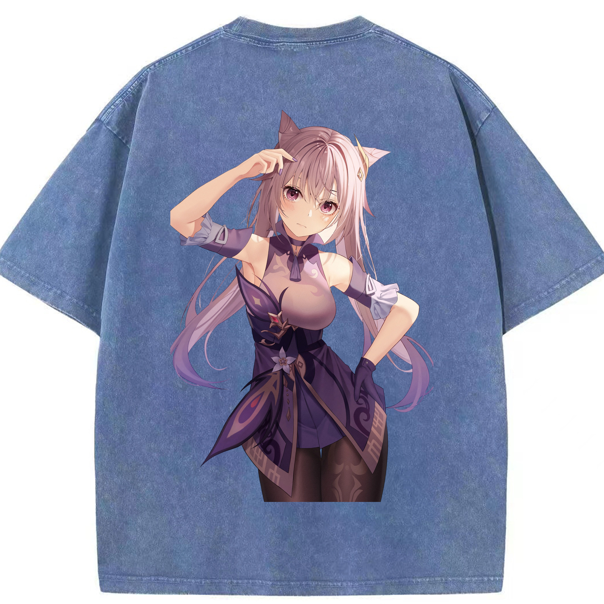 げんし神 刻晴 こくせい genshin Kokusei 綿100% ヴィンテージ風 半袖Tシャツ（背面プリント）