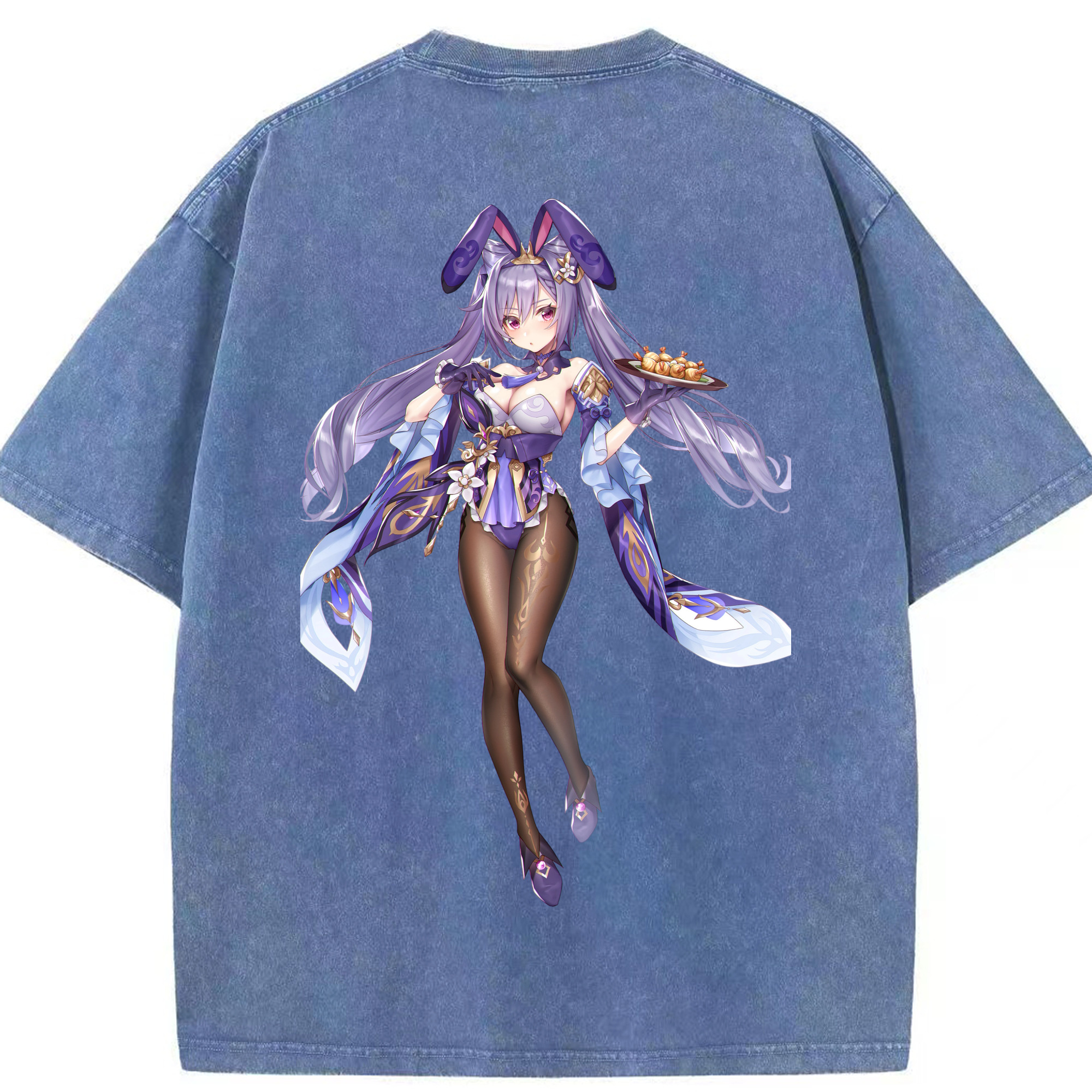 げんし神 刻晴 こくせい genshin Kokusei 綿100% ヴィンテージ風 半袖Tシャツ（背面プリント）