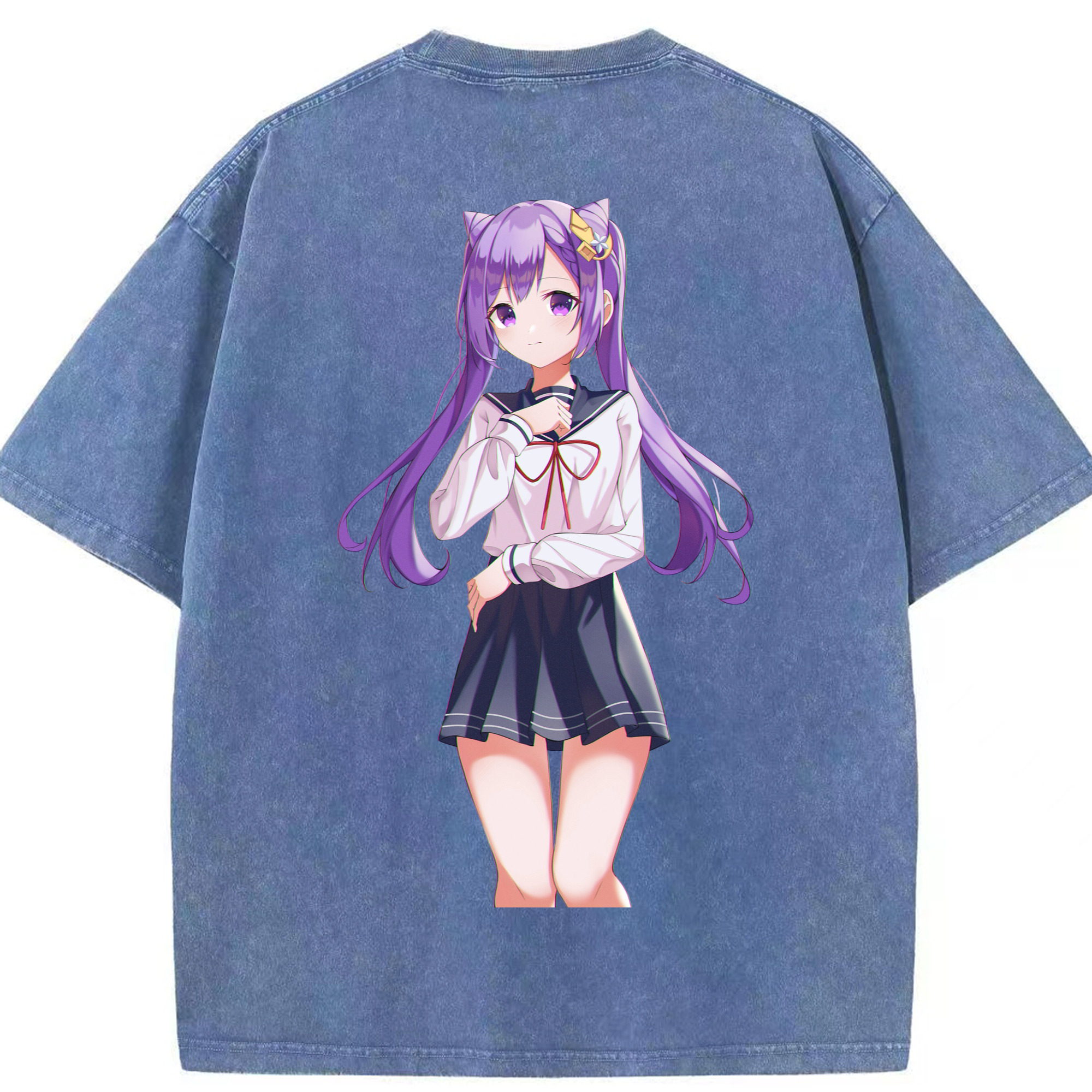 げんし神 刻晴 こくせい genshin Kokusei 綿100% ヴィンテージ風 半袖Tシャツ（背面プリント）