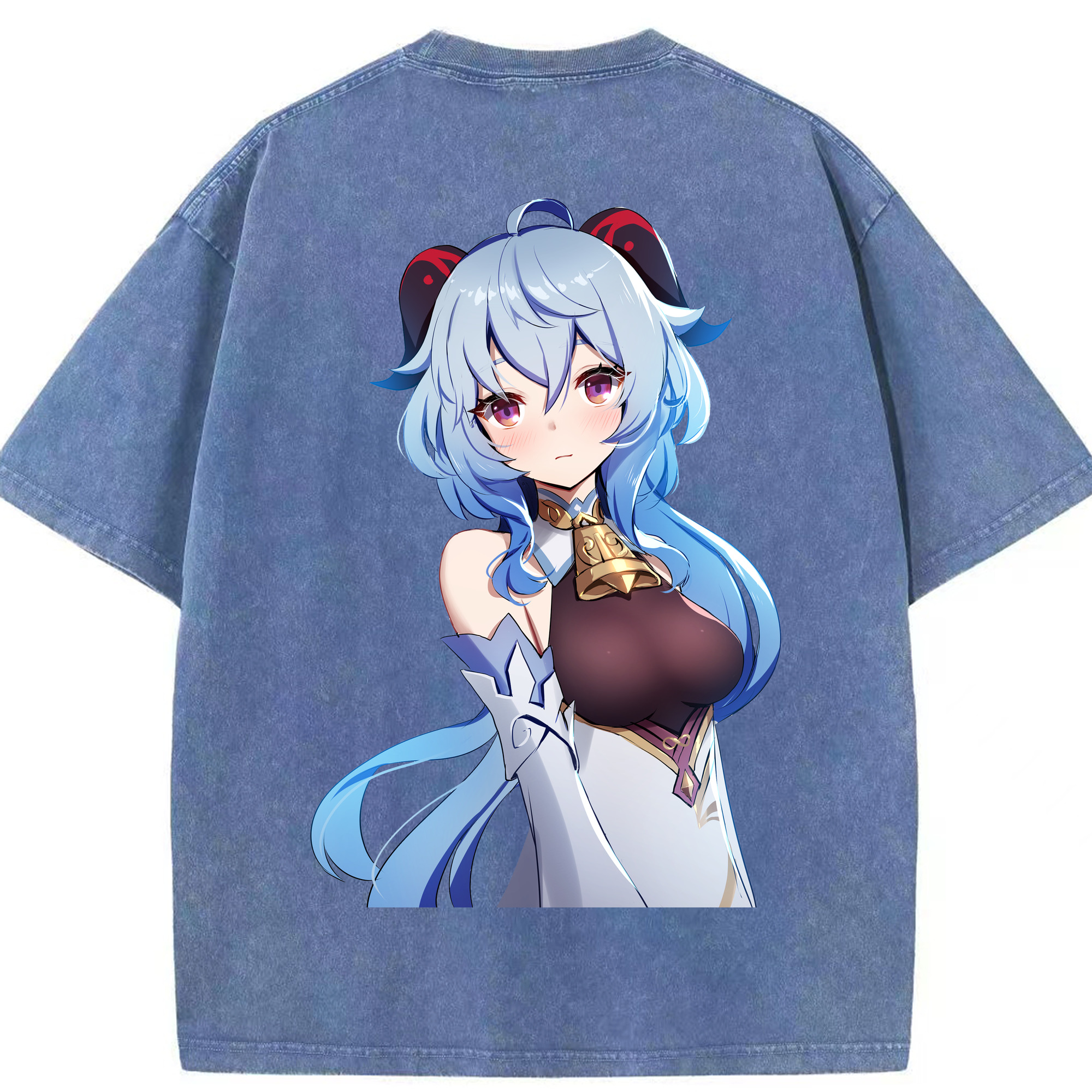 げんし神 甘雨 かんう genshin Ganyu 綿100% ヴィンテージ風 半袖Tシャツ（背面プリント）
