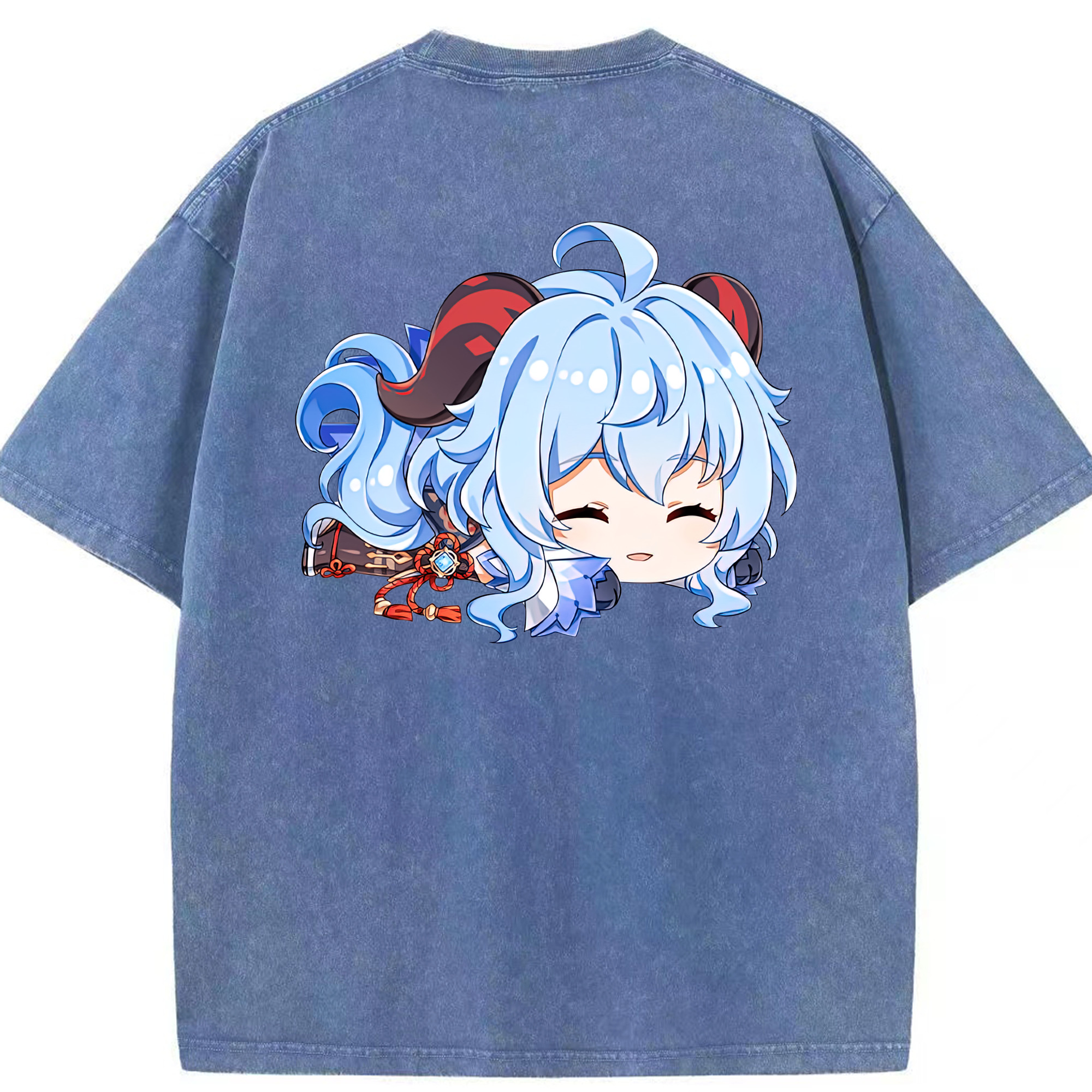 げんし神 甘雨 かんう genshin Ganyu 綿100% ヴィンテージ風 半袖Tシャツ（背面プリント）