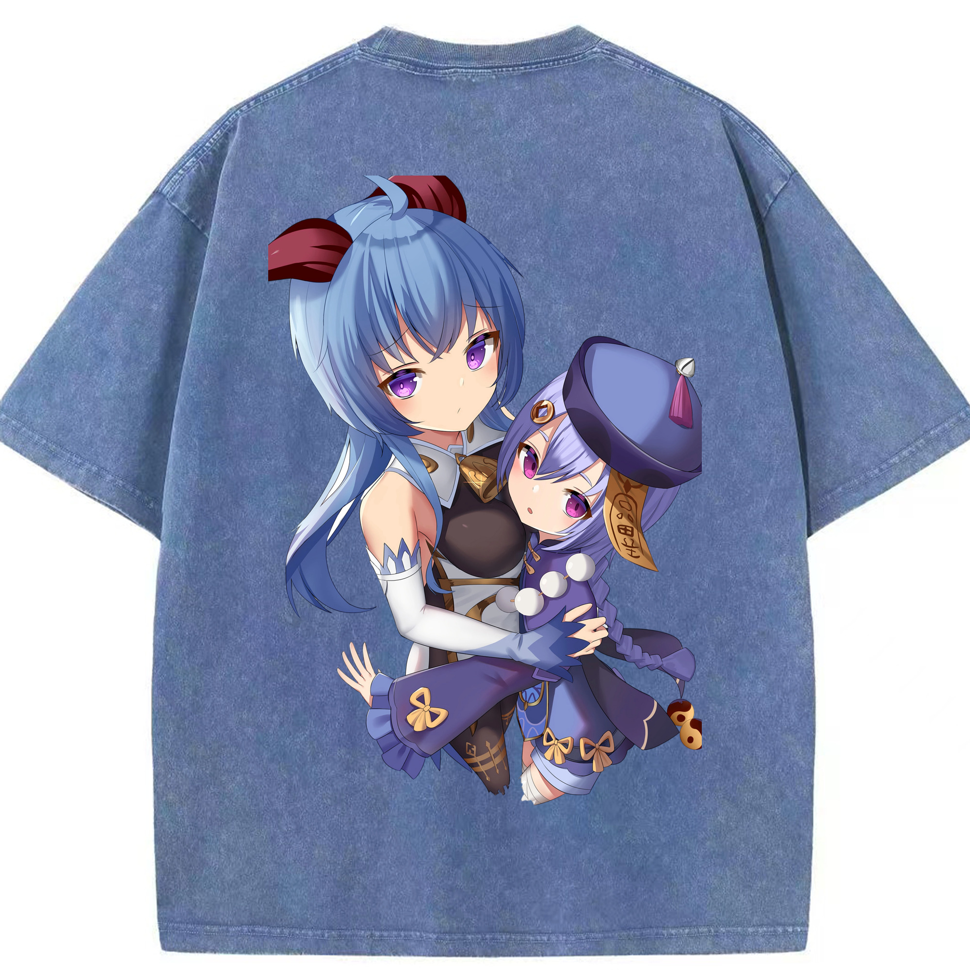 げんし神 甘雨 かんう genshin Ganyu 綿100% ヴィンテージ風 半袖Tシャツ（背面プリント）
