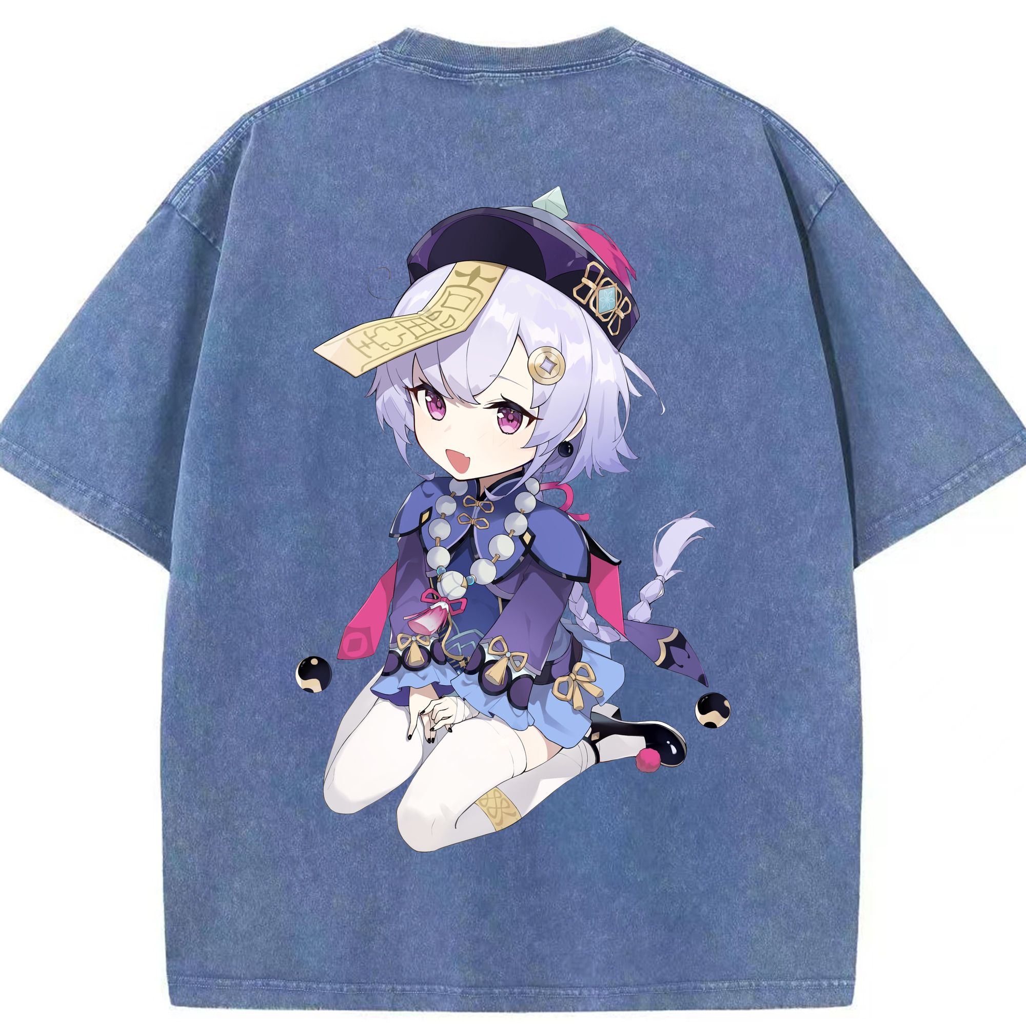 げんし神 七七 なな  genshin Nana 綿100% ヴィンテージ風 半袖Tシャツ（背面プリント）