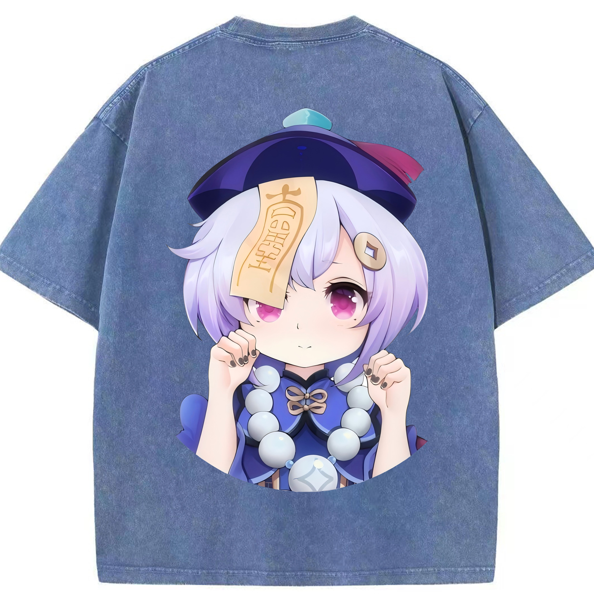 げんし神 七七 なな  genshin Nana 綿100% ヴィンテージ風 半袖Tシャツ（背面プリント）