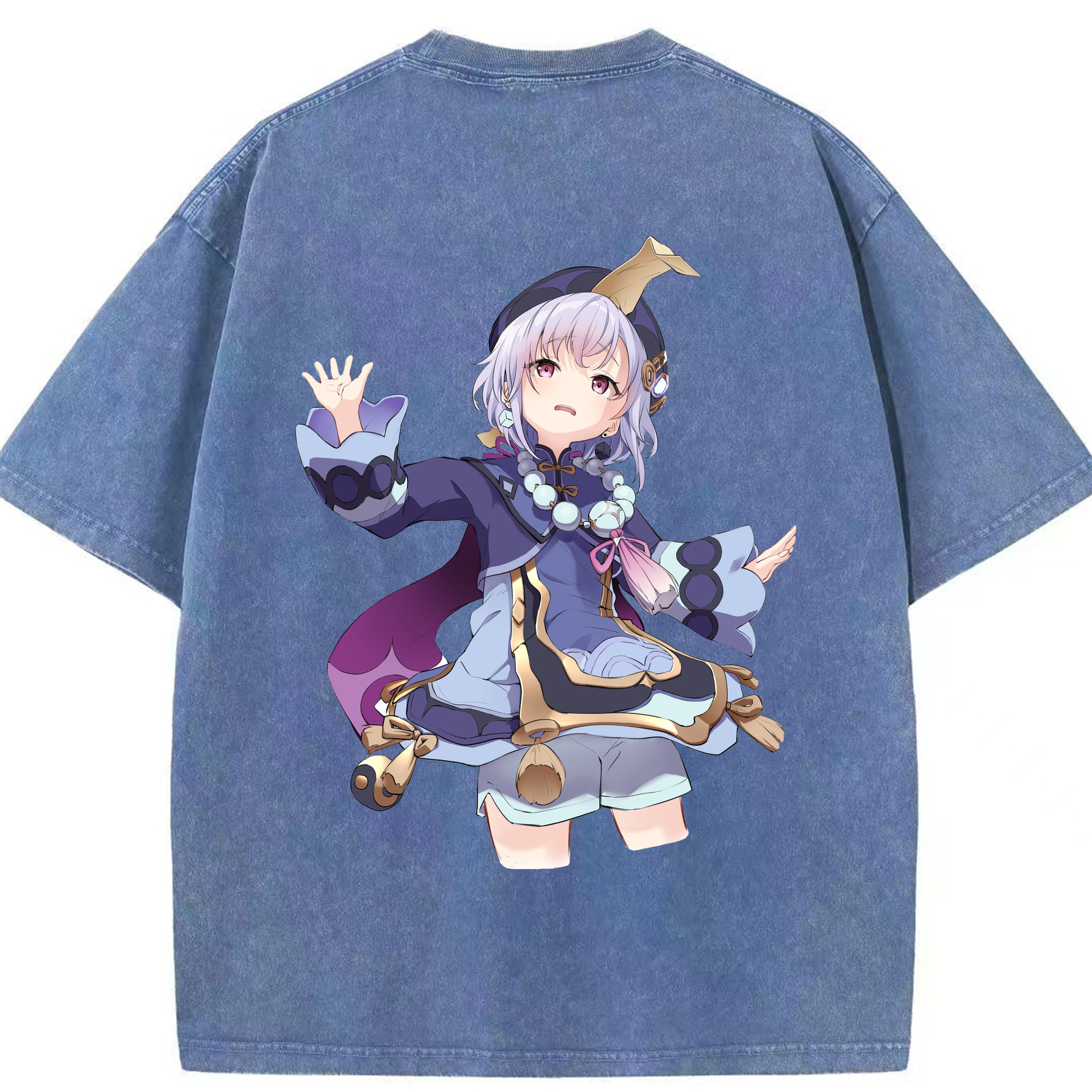 げんし神 七七 なな  genshin Nana 綿100% ヴィンテージ風 半袖Tシャツ（背面プリント）
