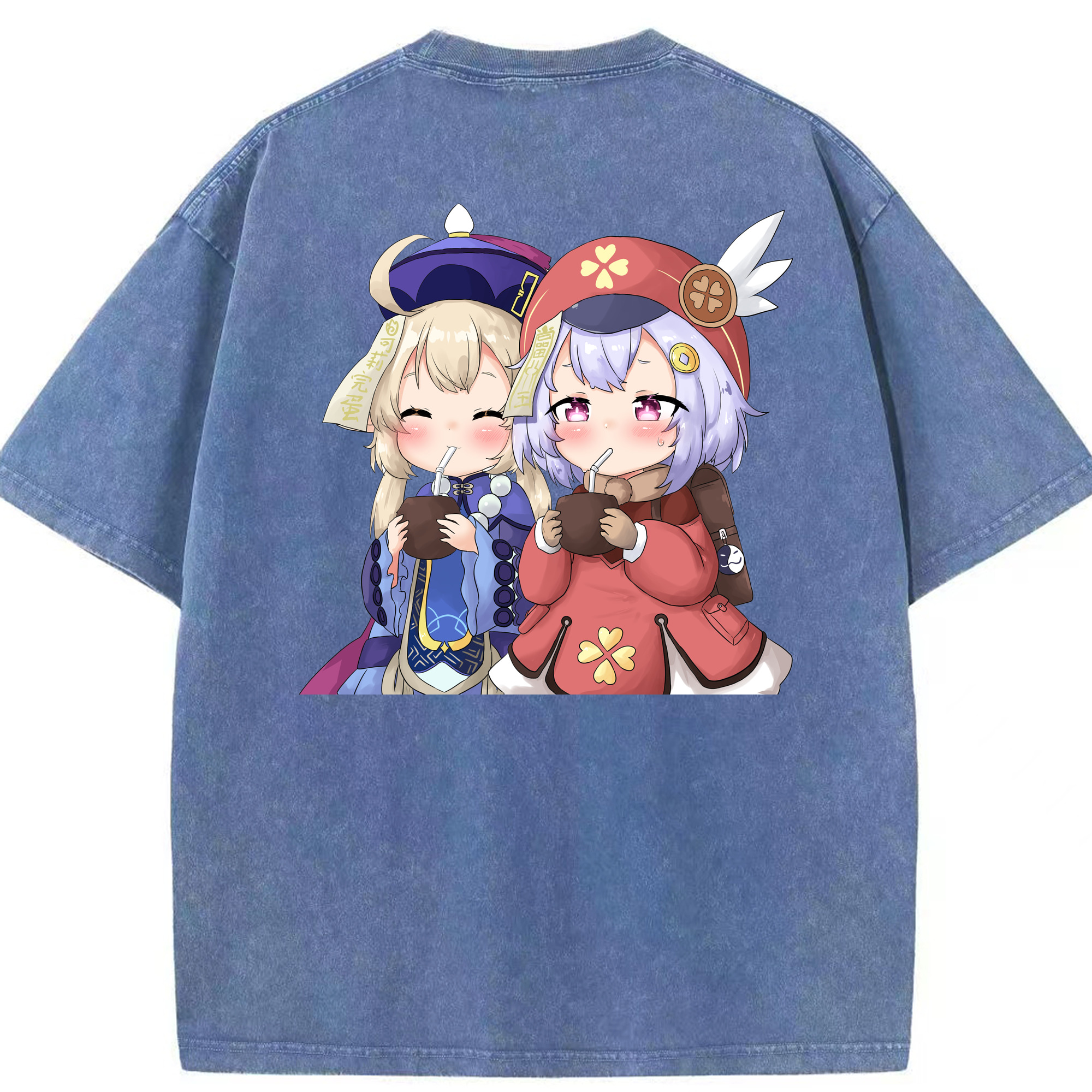 げんし神 七七 なな  genshin Nana 綿100% ヴィンテージ風 半袖Tシャツ（背面プリント）