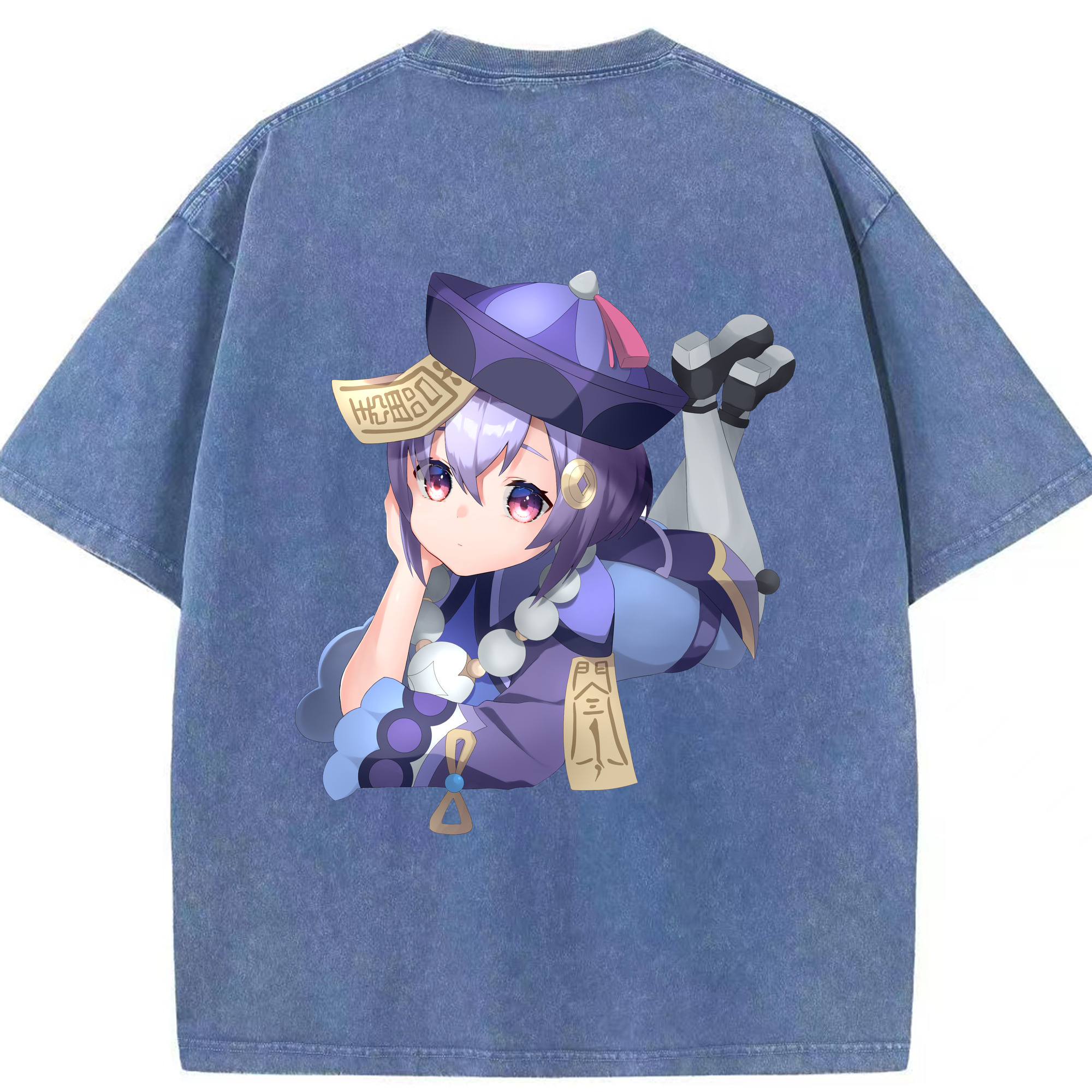 げんし神 七七 なな  genshin Nana 綿100% ヴィンテージ風 半袖Tシャツ（背面プリント）