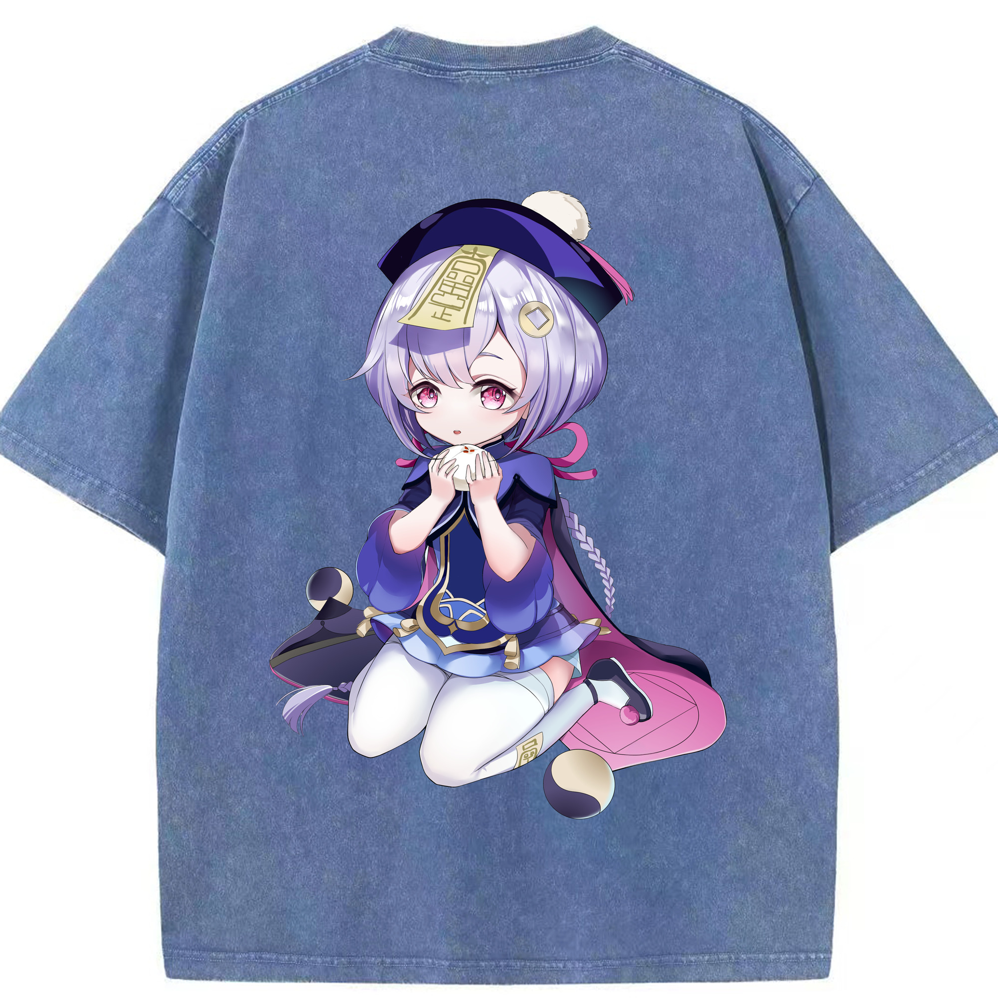 げんし神 七七 なな  genshin Nana 綿100% ヴィンテージ風 半袖Tシャツ（背面プリント）