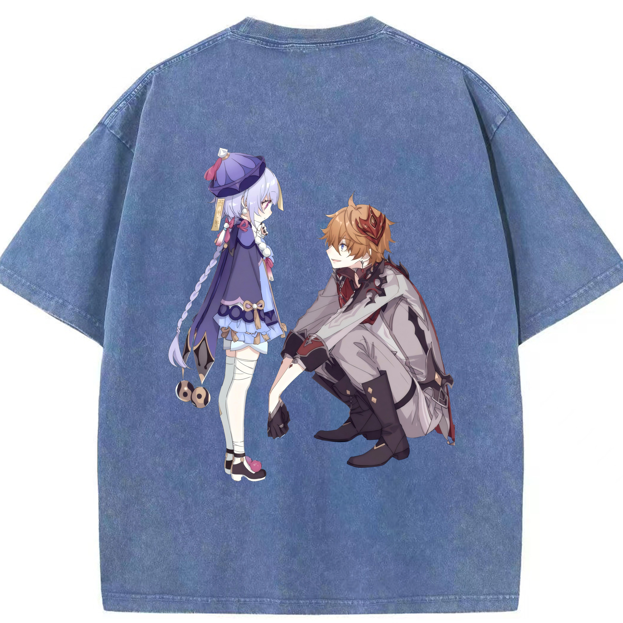げんし神 七七 なな  genshin Nana 綿100% ヴィンテージ風 半袖Tシャツ（背面プリント）