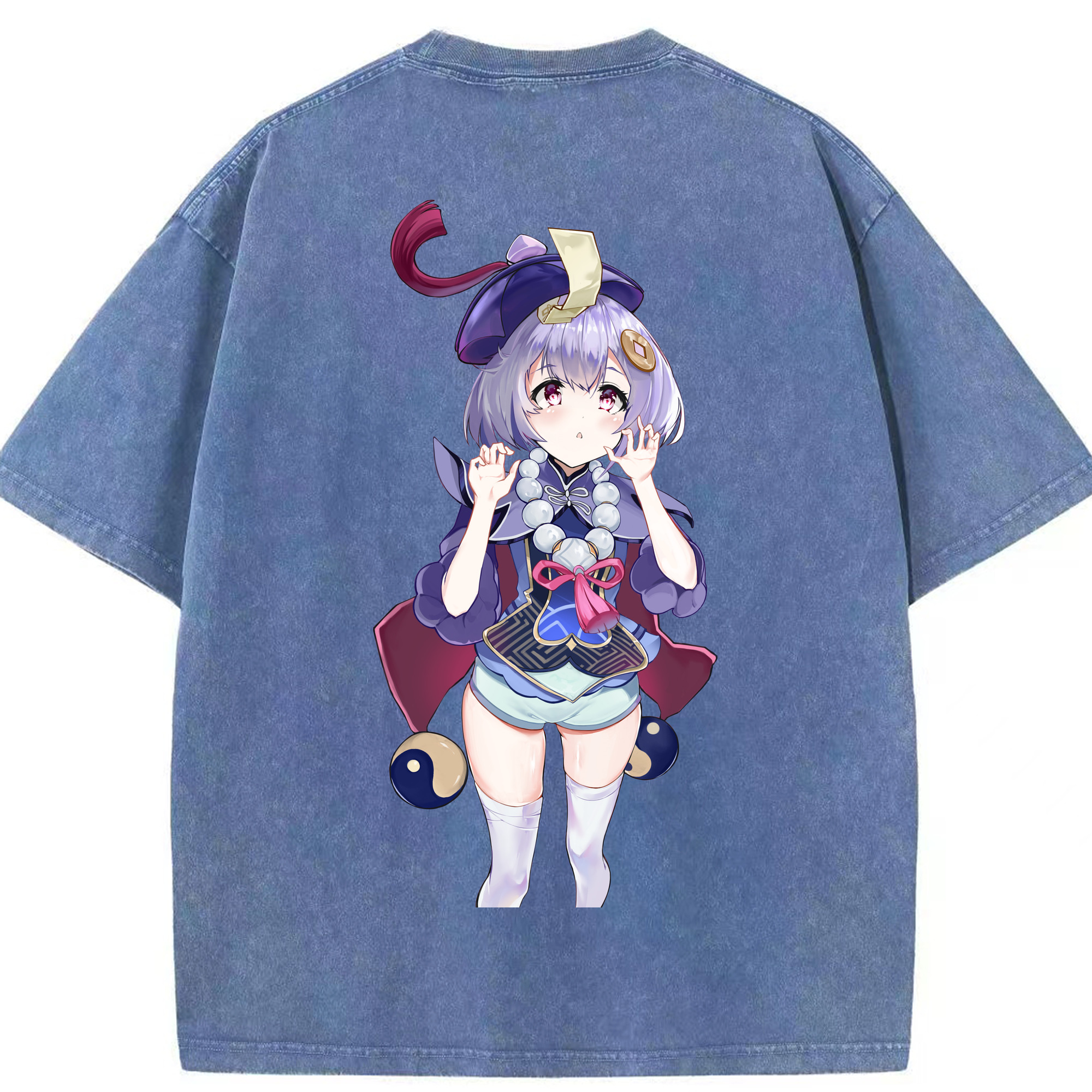 げんし神 七七 なな  genshin Nana 綿100% ヴィンテージ風 半袖Tシャツ（背面プリント）
