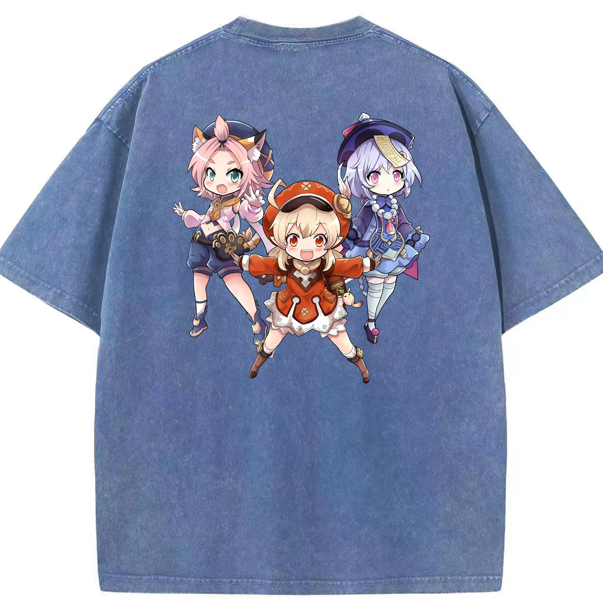 げんし神 七七 なな  genshin Nana 綿100% ヴィンテージ風 半袖Tシャツ（背面プリント）