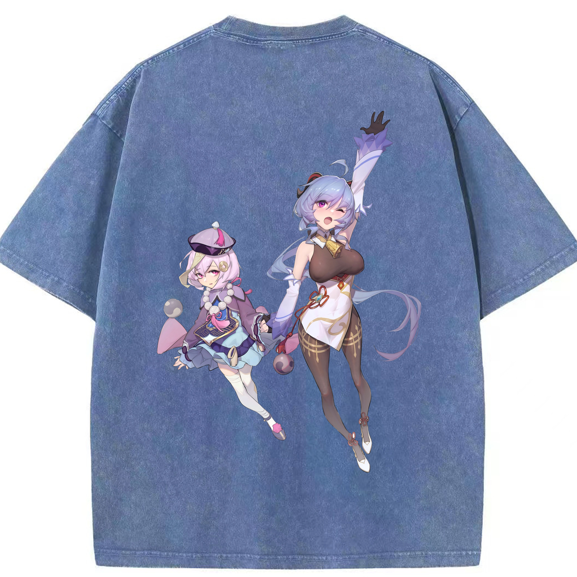 げんし神 七七 なな  genshin Nana 綿100% ヴィンテージ風 半袖Tシャツ（背面プリント）