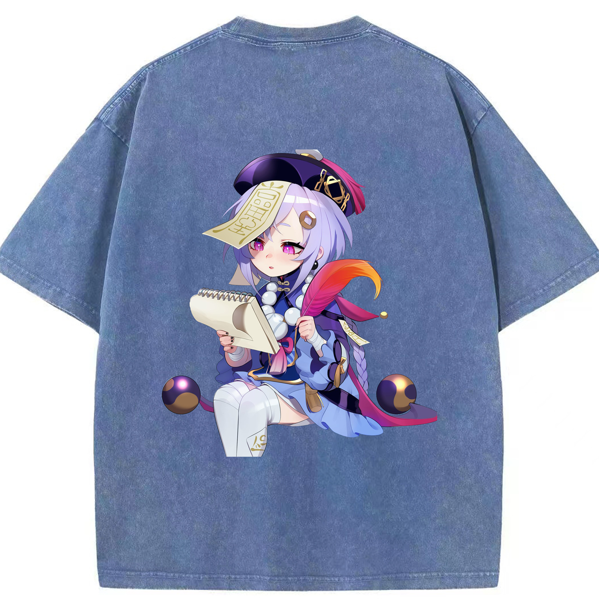 げんし神 七七 なな  genshin Nana 綿100% ヴィンテージ風 半袖Tシャツ（背面プリント）