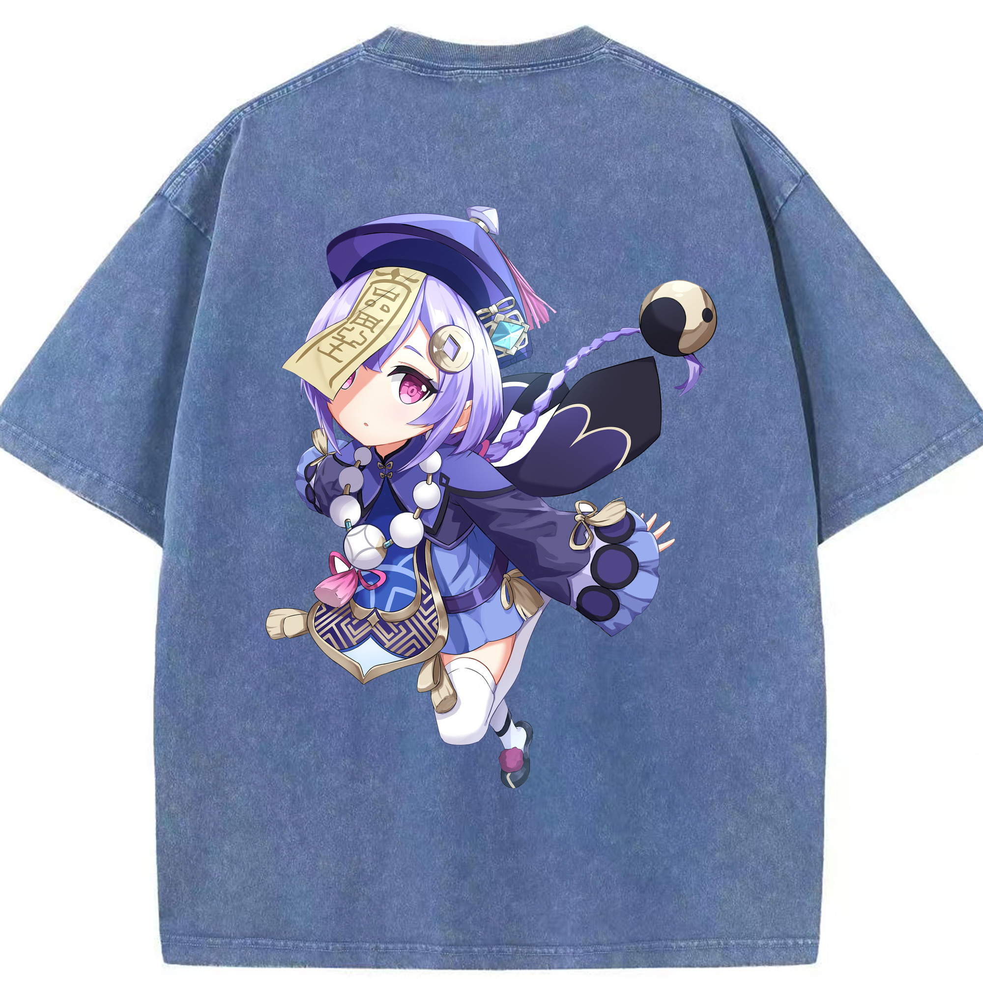 げんし神 七七 なな  genshin Nana 綿100% ヴィンテージ風 半袖Tシャツ（背面プリント）