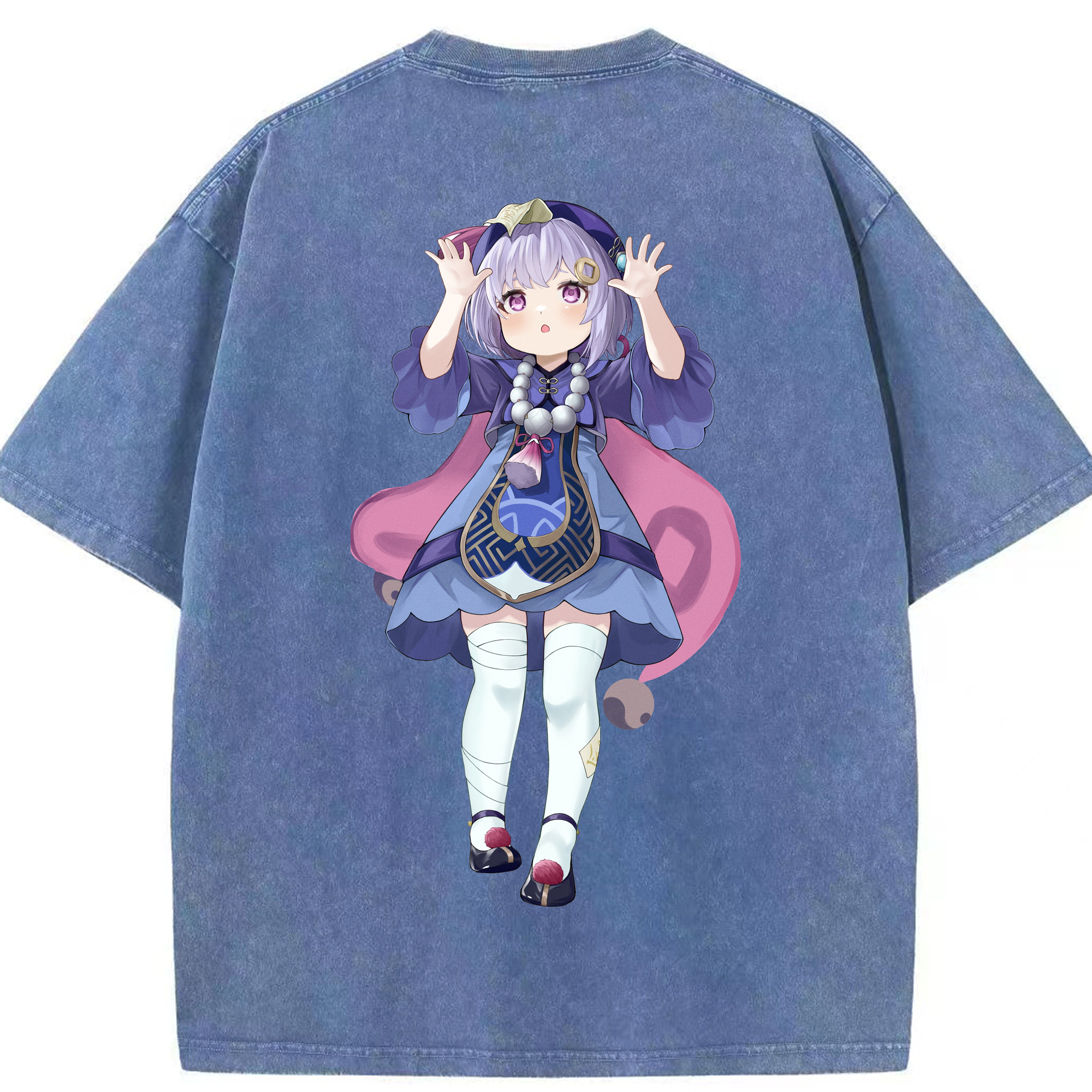 げんし神 七七 なな  genshin Nana 綿100% ヴィンテージ風 半袖Tシャツ（背面プリント）