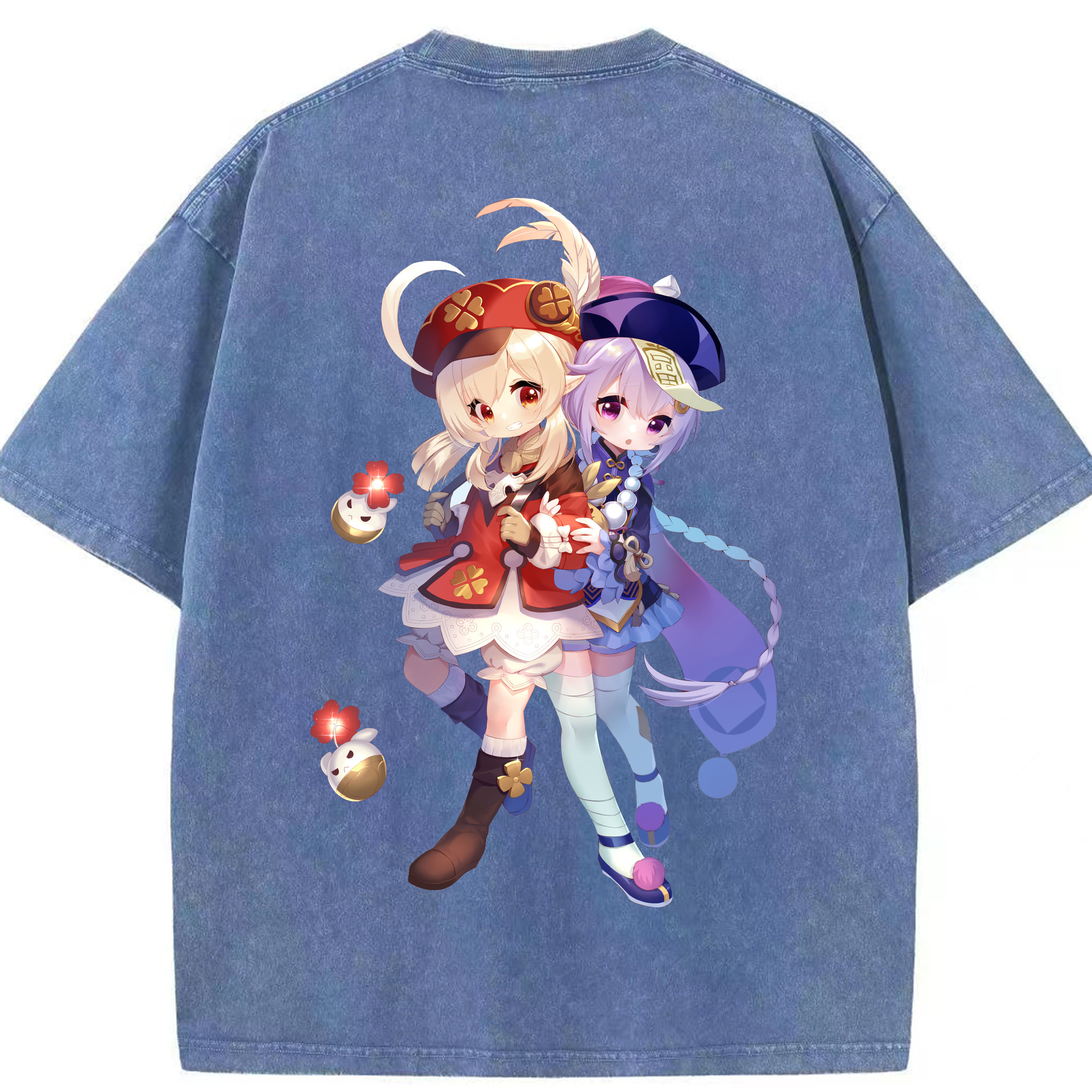 げんし神 七七 なな  genshin Nana 綿100% ヴィンテージ風 半袖Tシャツ（背面プリント）