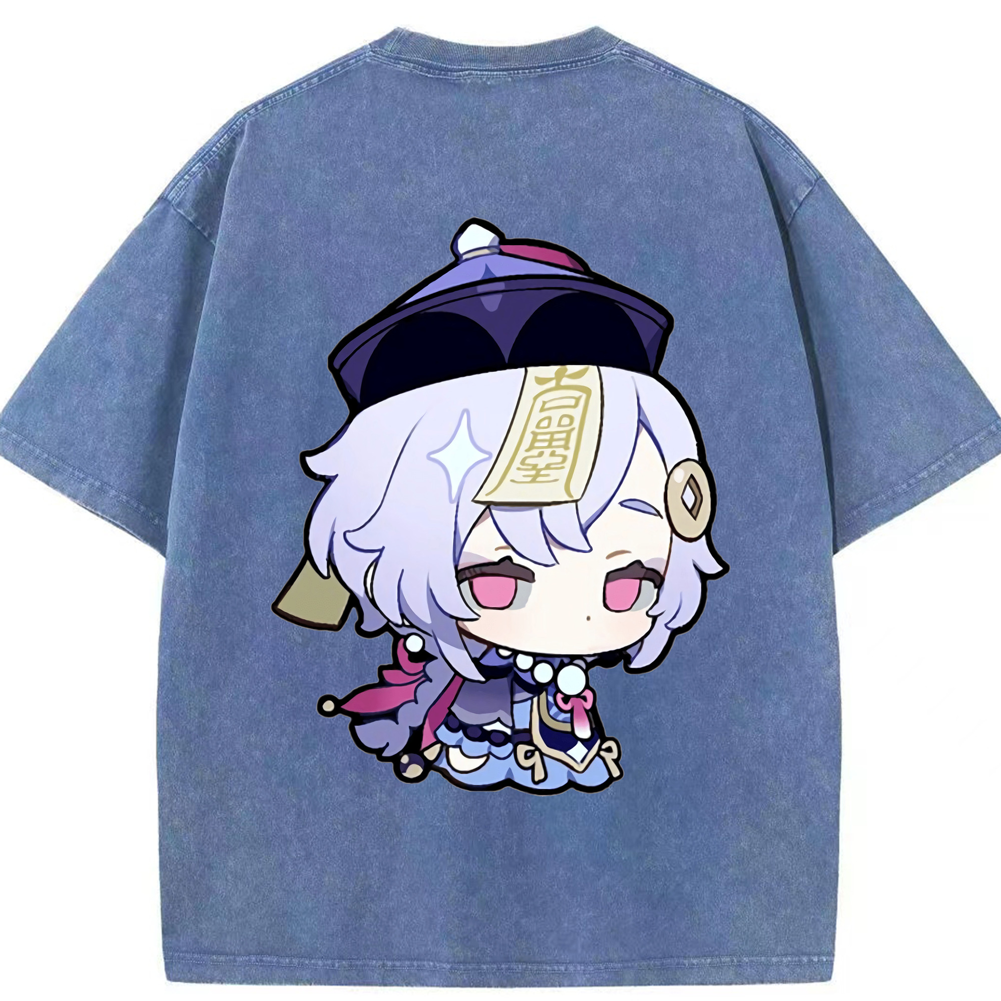 げんし神 七七 なな  genshin Nana 綿100% ヴィンテージ風 半袖Tシャツ（背面プリント）