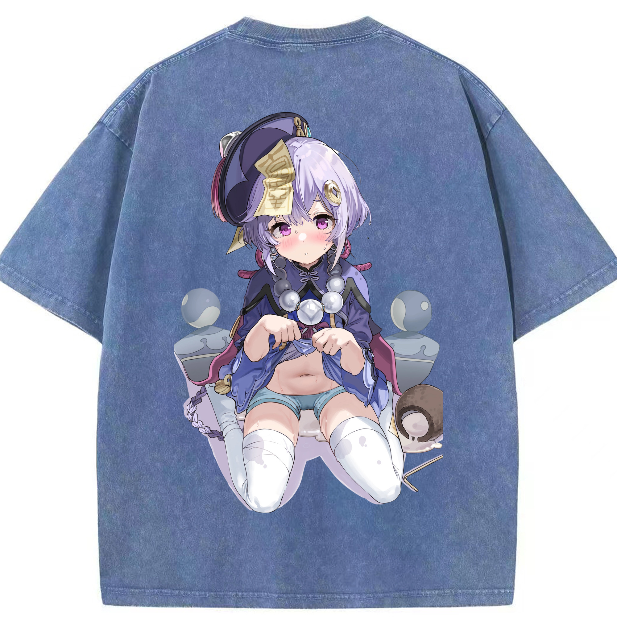 げんし神 七七 なな  genshin Nana 綿100% ヴィンテージ風 半袖Tシャツ（背面プリント）