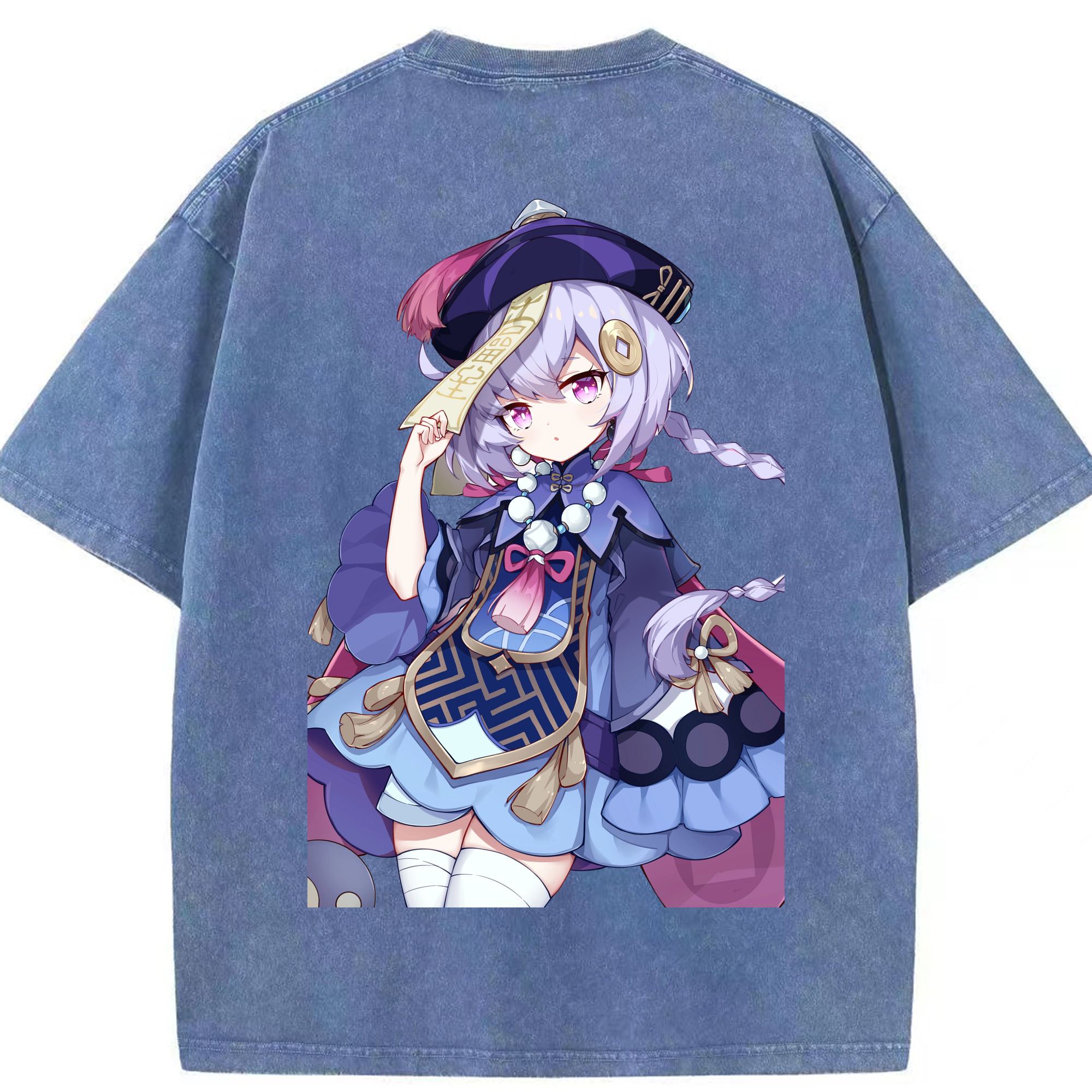 げんし神 七七 なな  genshin Nana 綿100% ヴィンテージ風 半袖Tシャツ（背面プリント）