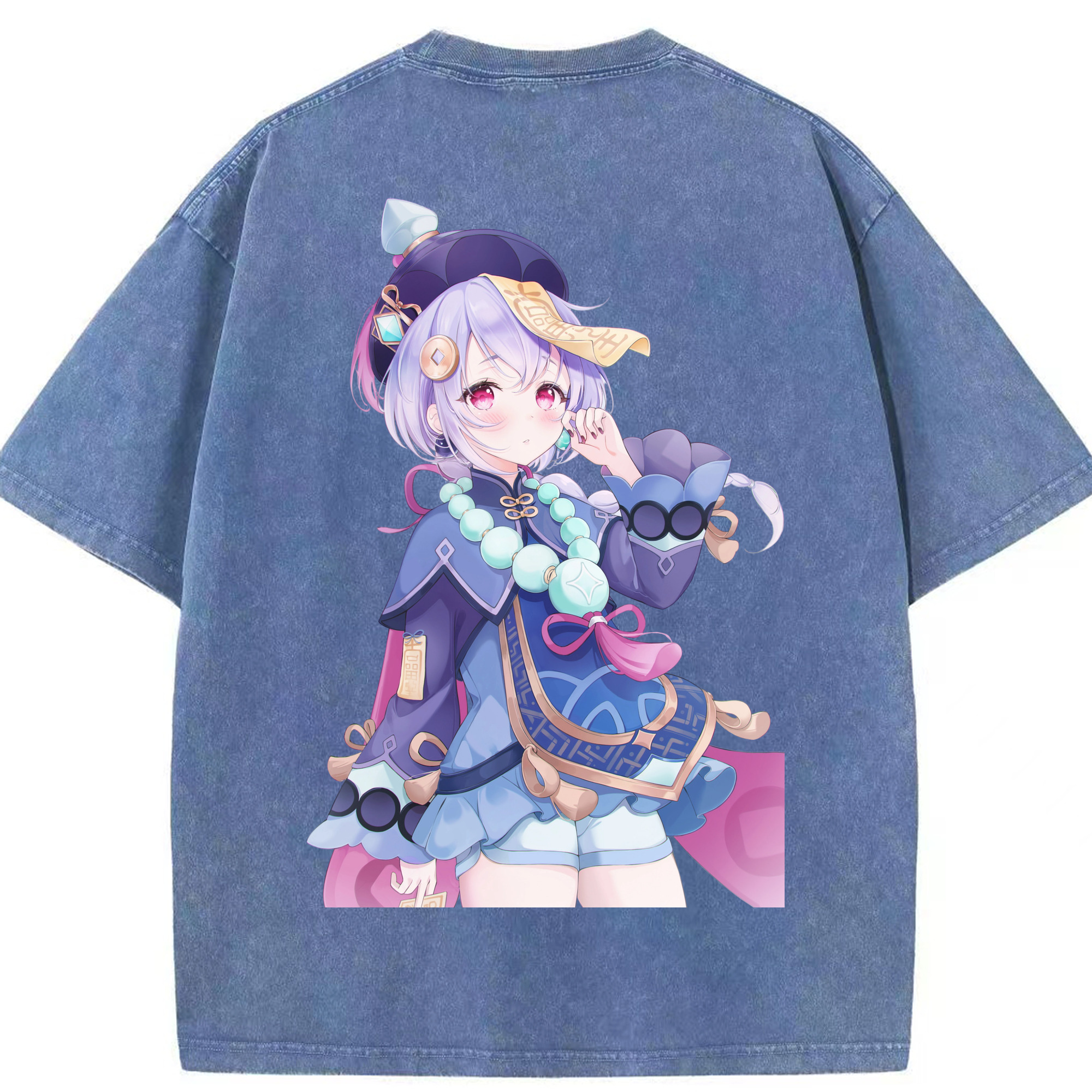 げんし神 七七 なな  genshin Nana 綿100% ヴィンテージ風 半袖Tシャツ（背面プリント）