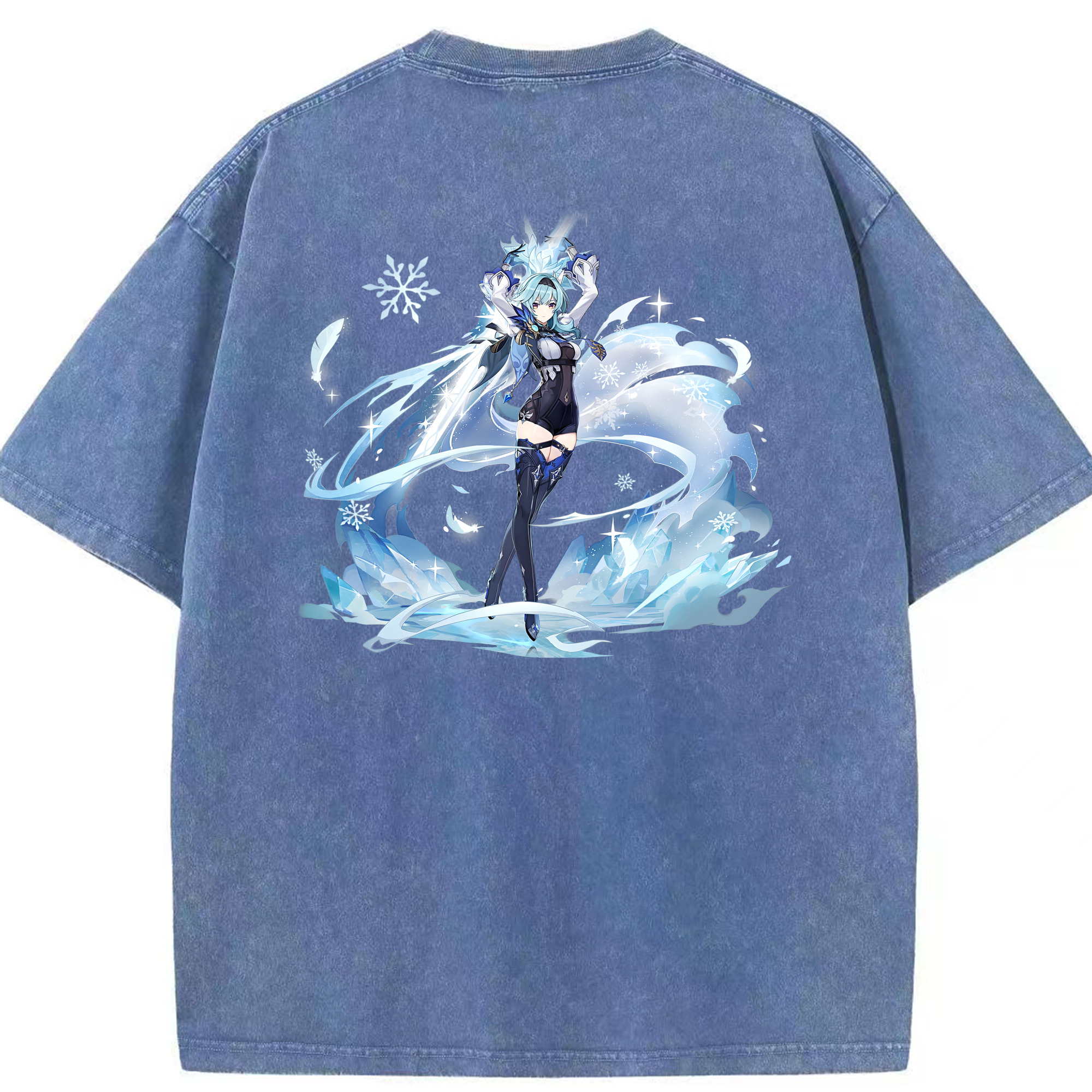 げんし神 优菈 ゆうら genshin Yūra 綿100% ヴィンテージ風 半袖Tシャツ（背面プリント）