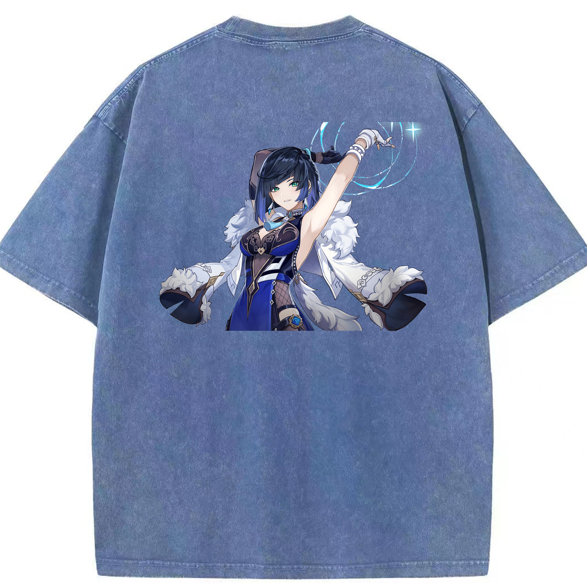 げんし神 夜兰 やらん genshin Yaran 綿100% ヴィンテージ風 半袖Tシャツ（背面プリント）