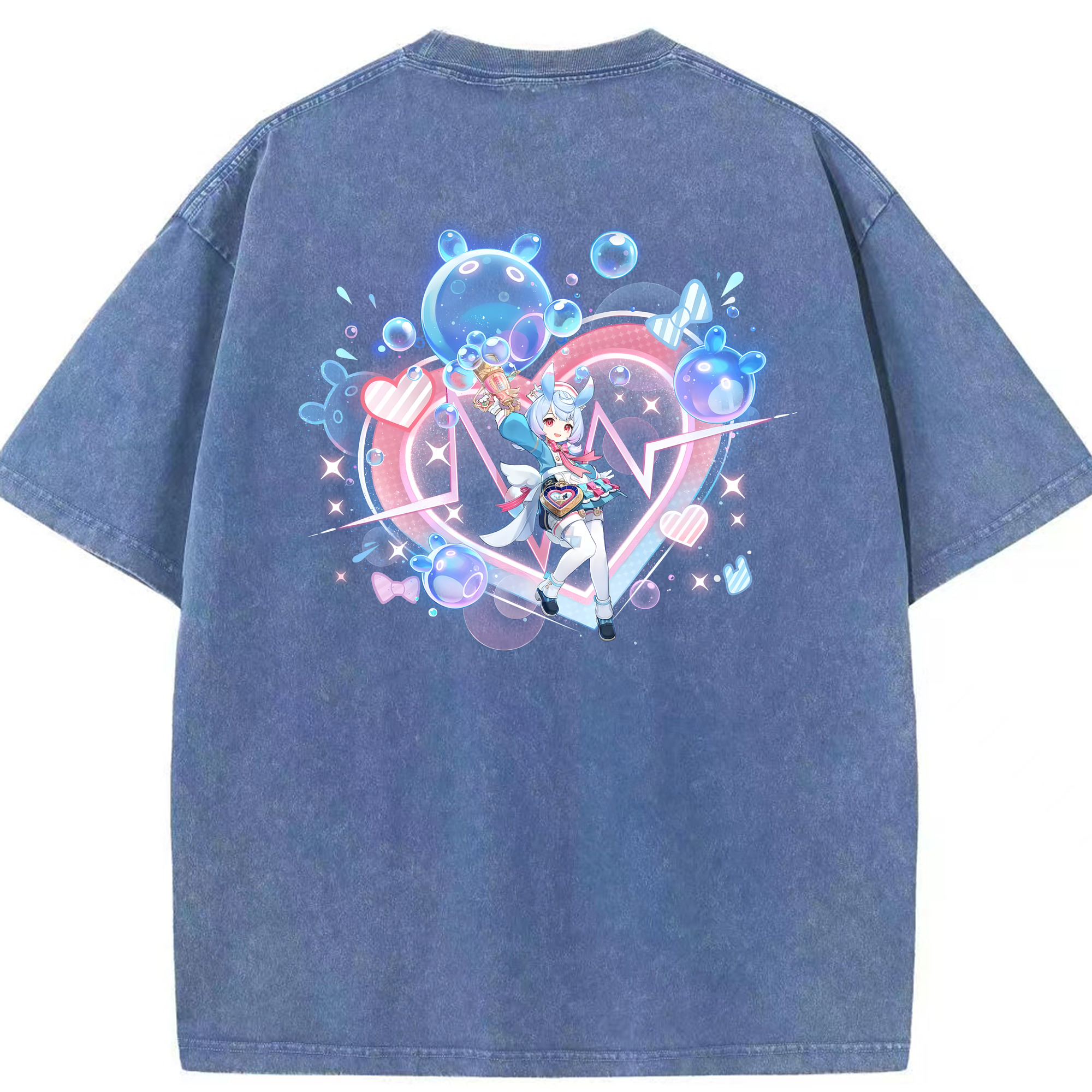 げんし神 シゲウィン genshin Shigewin 綿100% ヴィンテージ風 半袖Tシャツ（背面プリント）