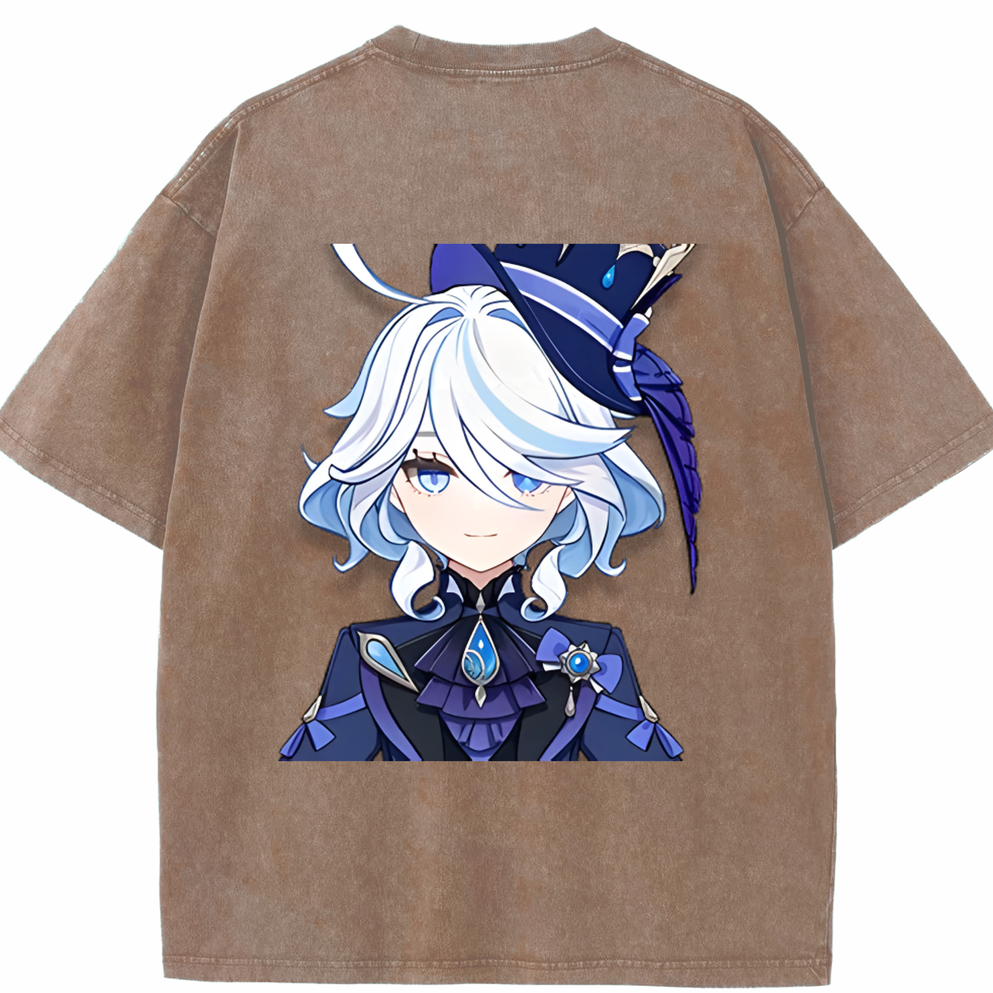 げんし神 フリーナ genshin Furina 綿100% ヴィンテージ風 半袖Tシャツ（背面プリント）