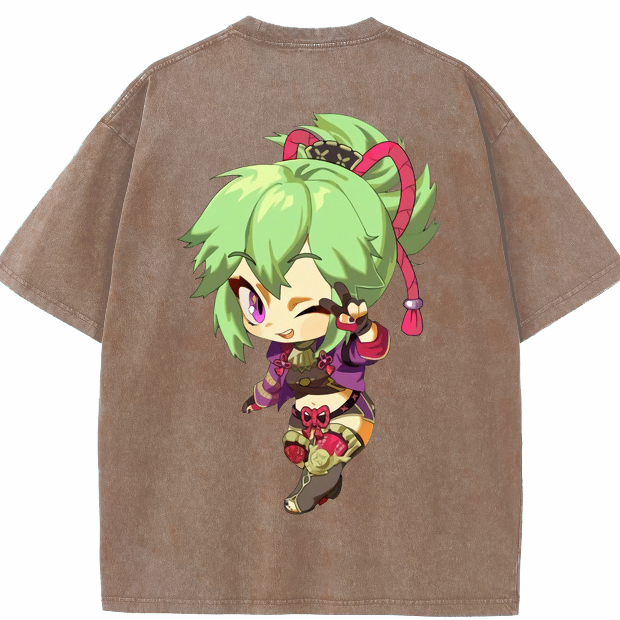 げんし神  久岐忍 くき しのぶ genshin Kuki Shinobu 綿100% ヴィンテージ風 半袖Tシャツ（背面プリント）
