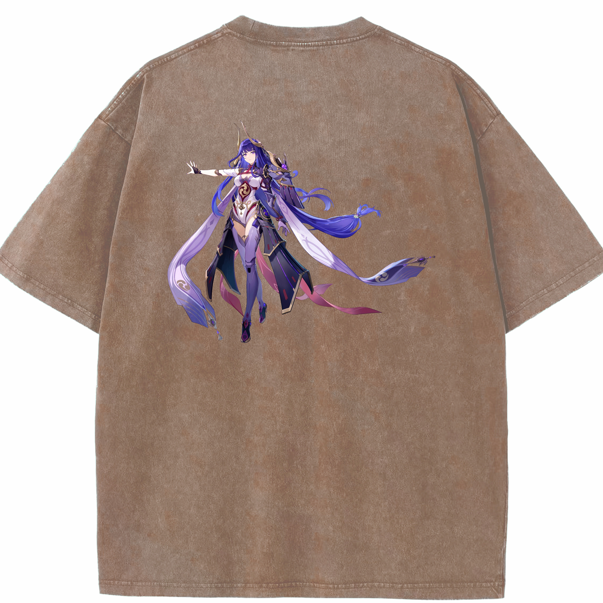 げんし神 雷電将軍 らいでんしょうぐん genshin Raiden Shogun 綿100% ヴィンテージ風 半袖Tシャツ（背面プリント）