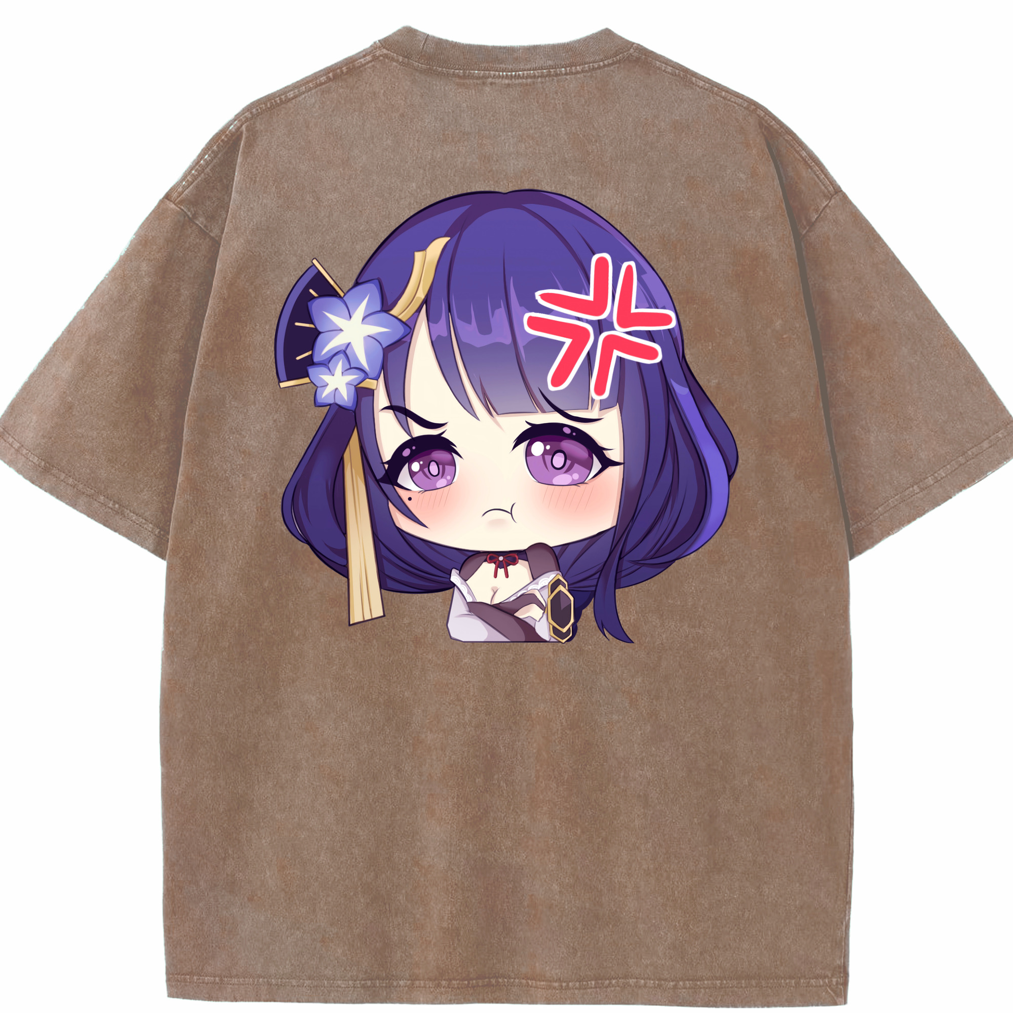げんし神 雷電将軍 らいでんしょうぐん genshin Raiden Shogun 綿100% ヴィンテージ風 半袖Tシャツ（背面プリント）