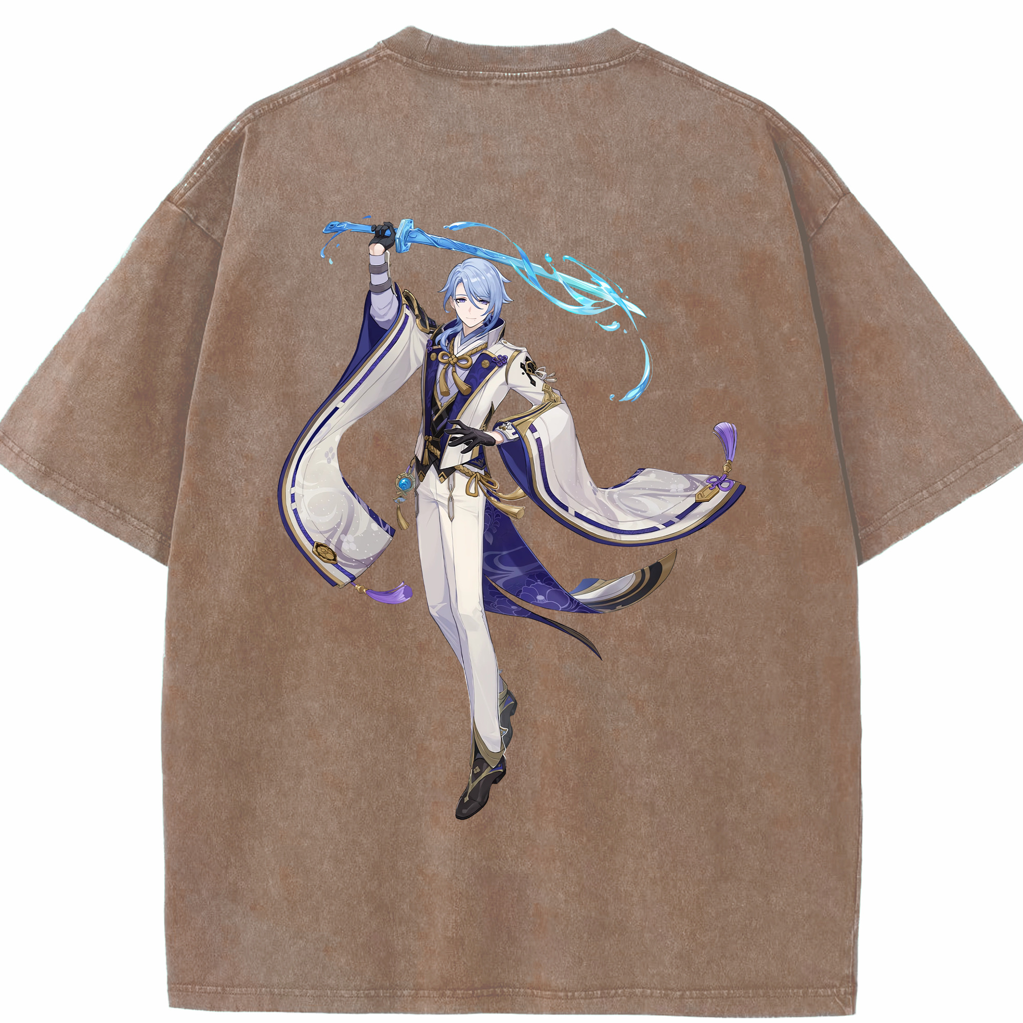 げんし神 神里綾人 かみさとあやと genshin Kamisato Ayato 綿100% ヴィンテージ風 半袖Tシャツ（背面プリント）