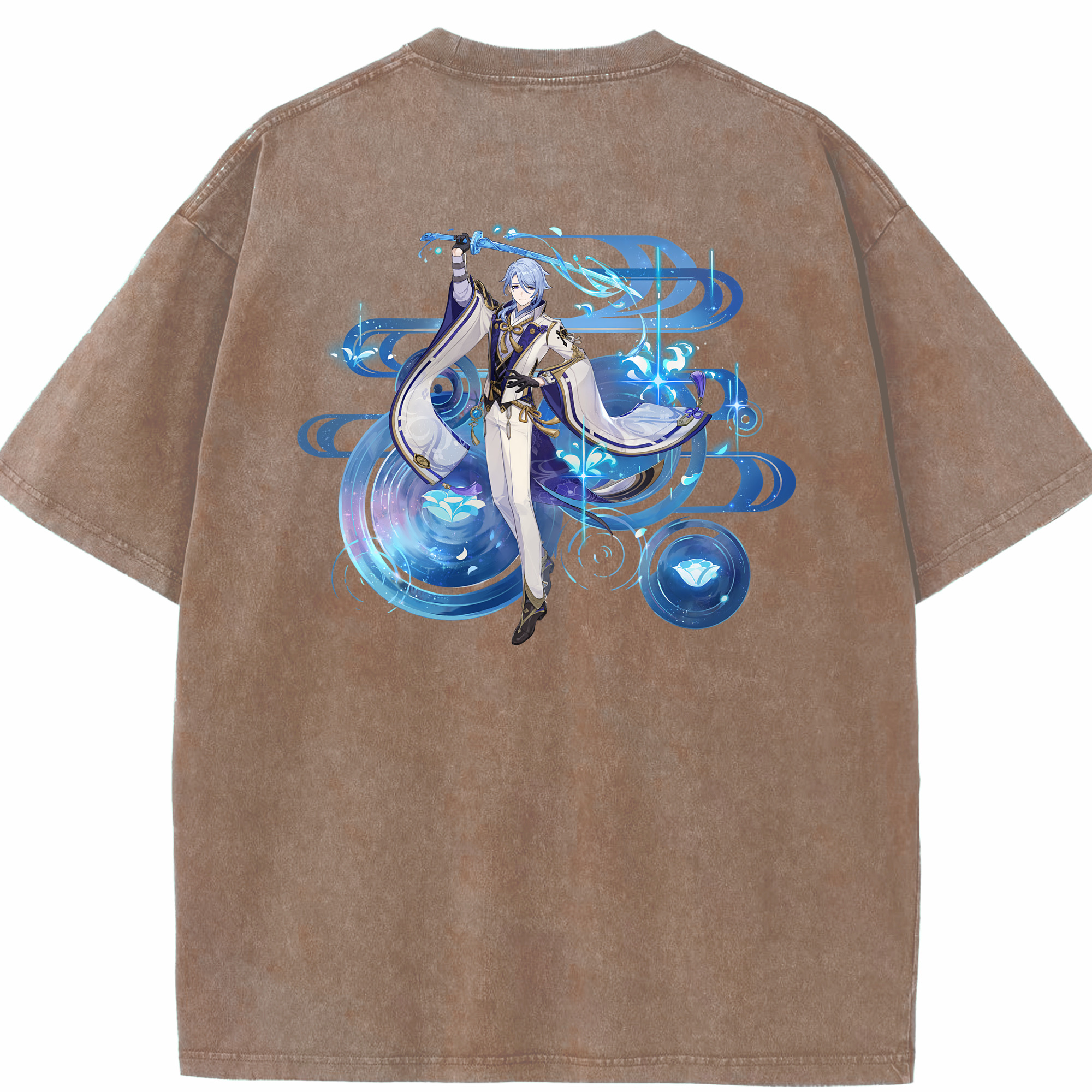 げんし神 神里綾人 かみさとあやと genshin Kamisato Ayato 綿100% ヴィンテージ風 半袖Tシャツ（背面プリント）