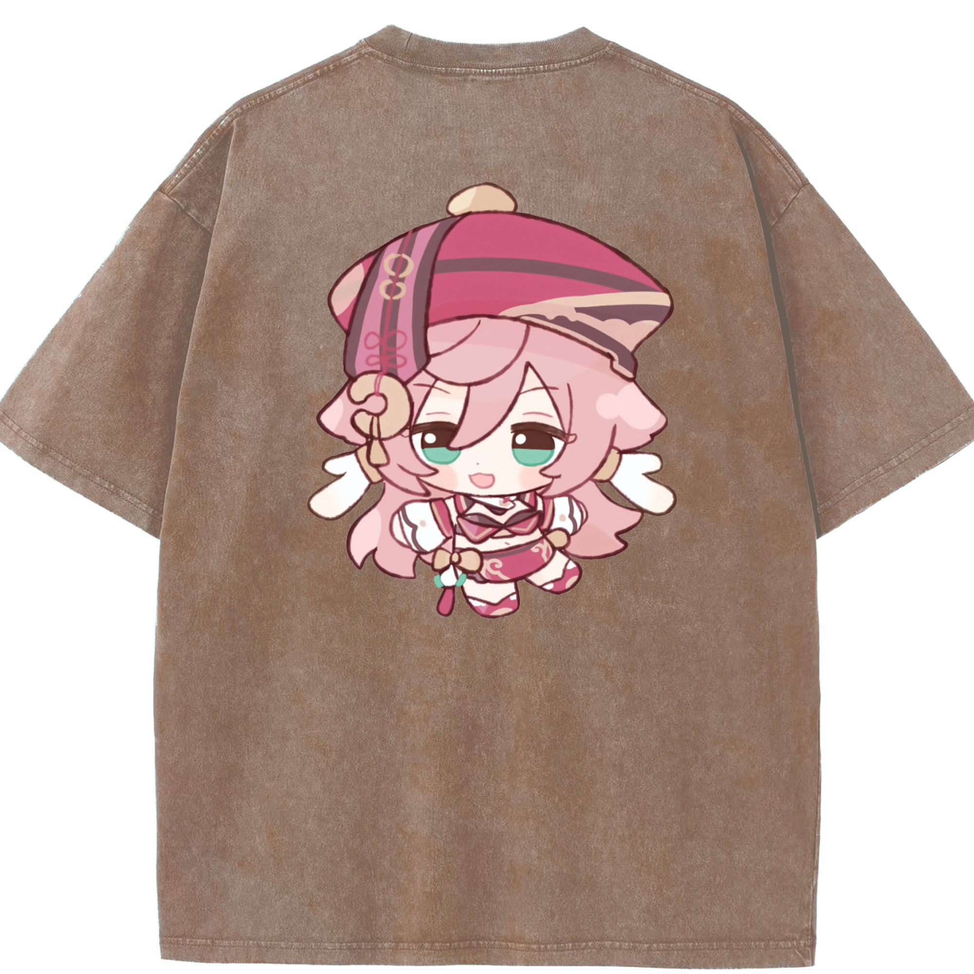 げんし神 ヤンフェイ genshin Yanfei 綿100% ヴィンテージ風 半袖Tシャツ（背面プリント）