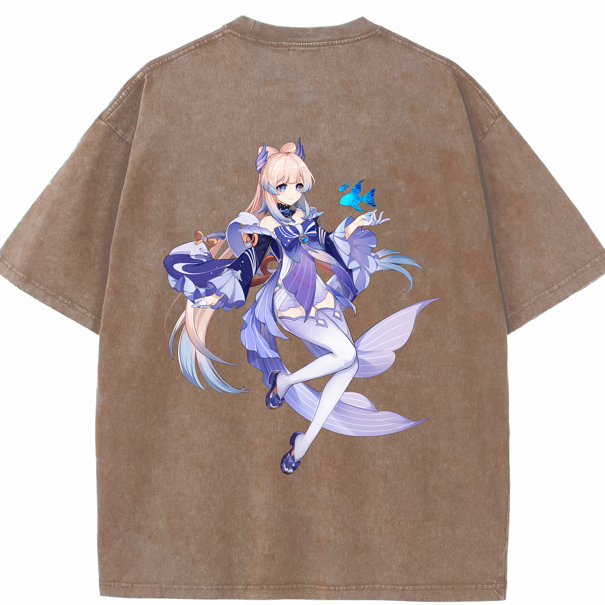 げんし神 珊瑚宮心海 サンゴノミヤ・ココミ genshin Sangonomiya Kokomi 綿100% ヴィンテージ風 半袖Tシャツ（背面プリント）