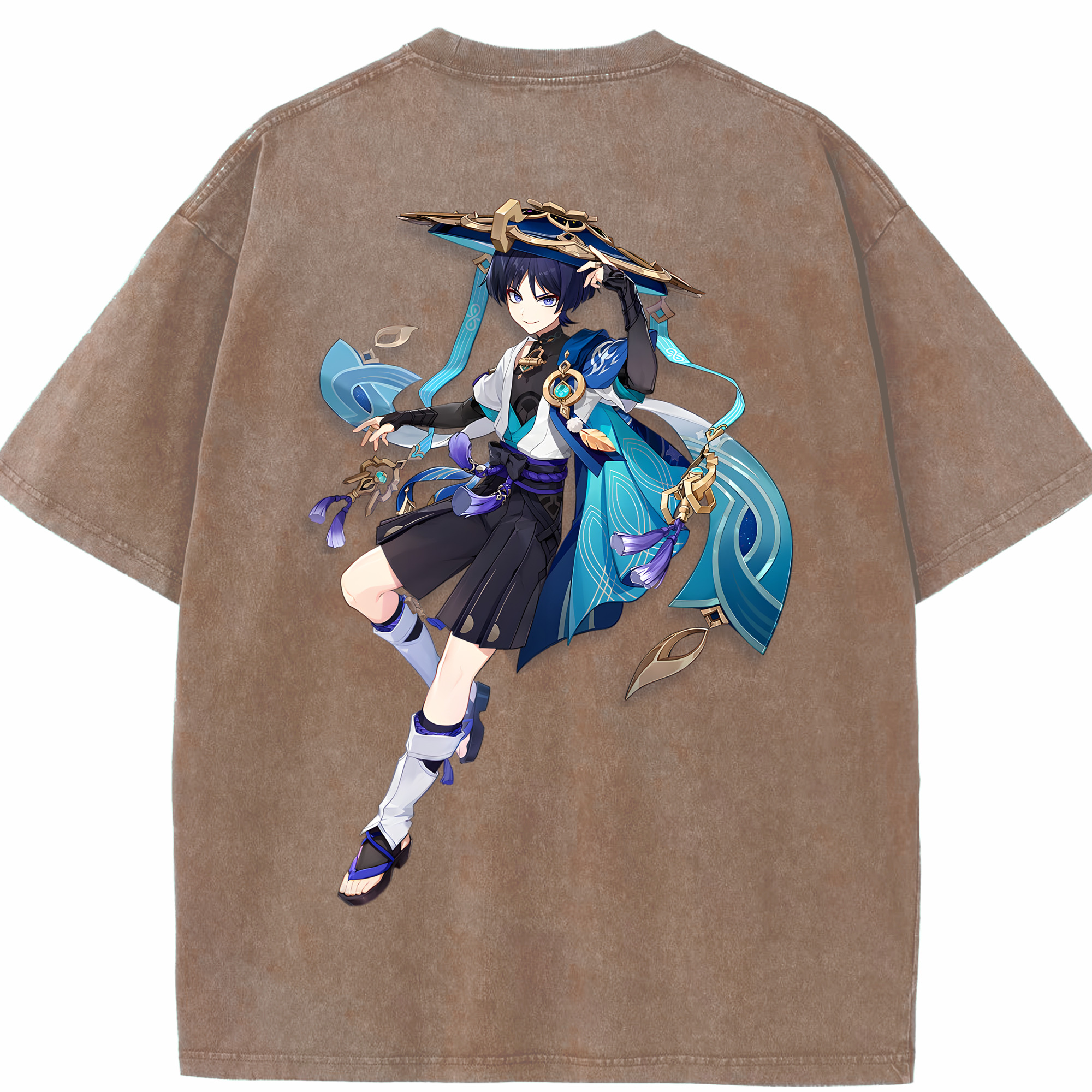 げんし神 さんペい genshin Sanpei 綿100% ヴィンテージ風 半袖Tシャツ（背面プリント）