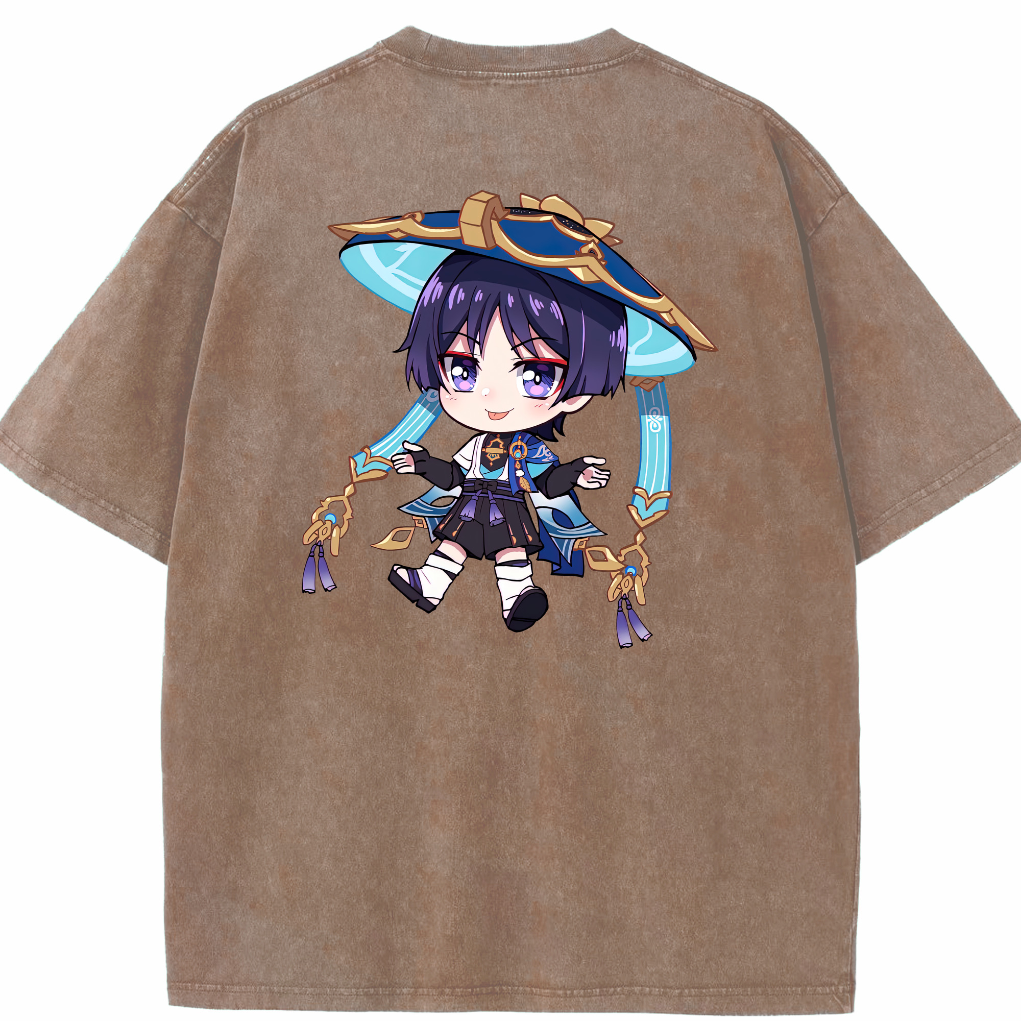 げんし神 さんペい genshin Sanpei 綿100% ヴィンテージ風 半袖Tシャツ（背面プリント）