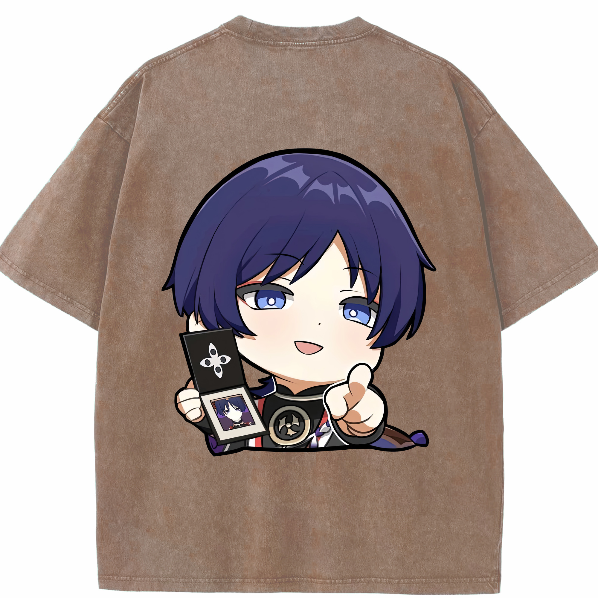 げんし神 さんペい genshin Sanpei 綿100% ヴィンテージ風 半袖Tシャツ（背面プリント）