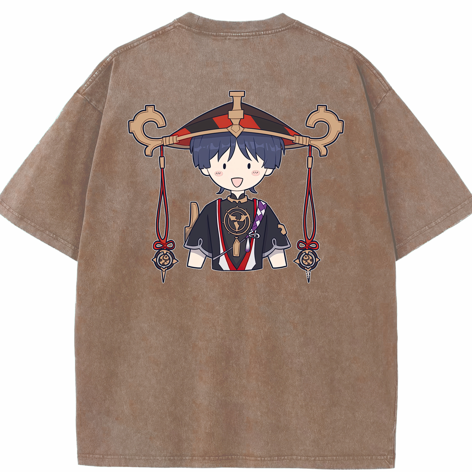 げんし神 さんペい genshin Sanpei 綿100% ヴィンテージ風 半袖Tシャツ（背面プリント）