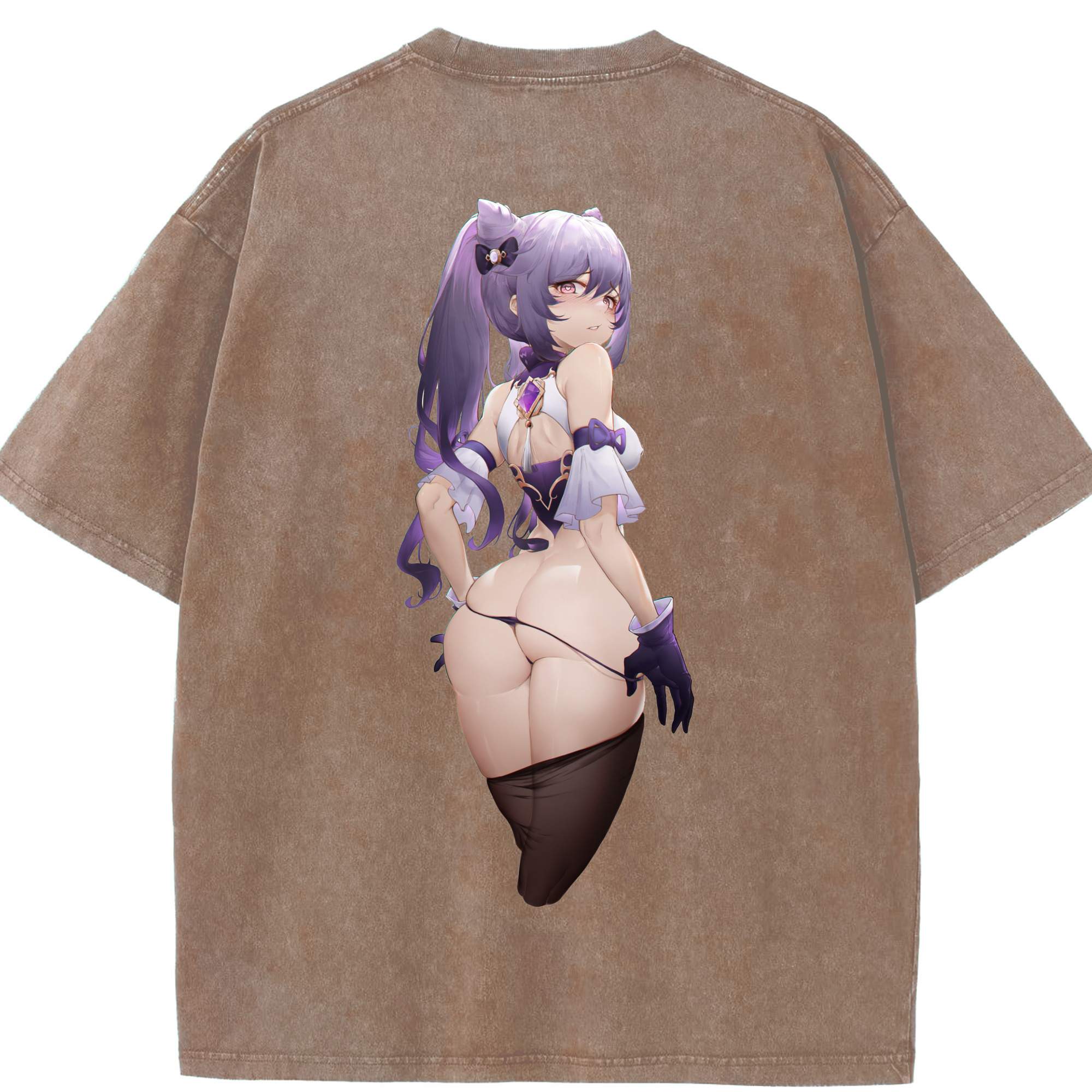 げんし神 刻晴 こくせい genshin Kokusei 綿100% ヴィンテージ風 半袖Tシャツ（背面プリント）